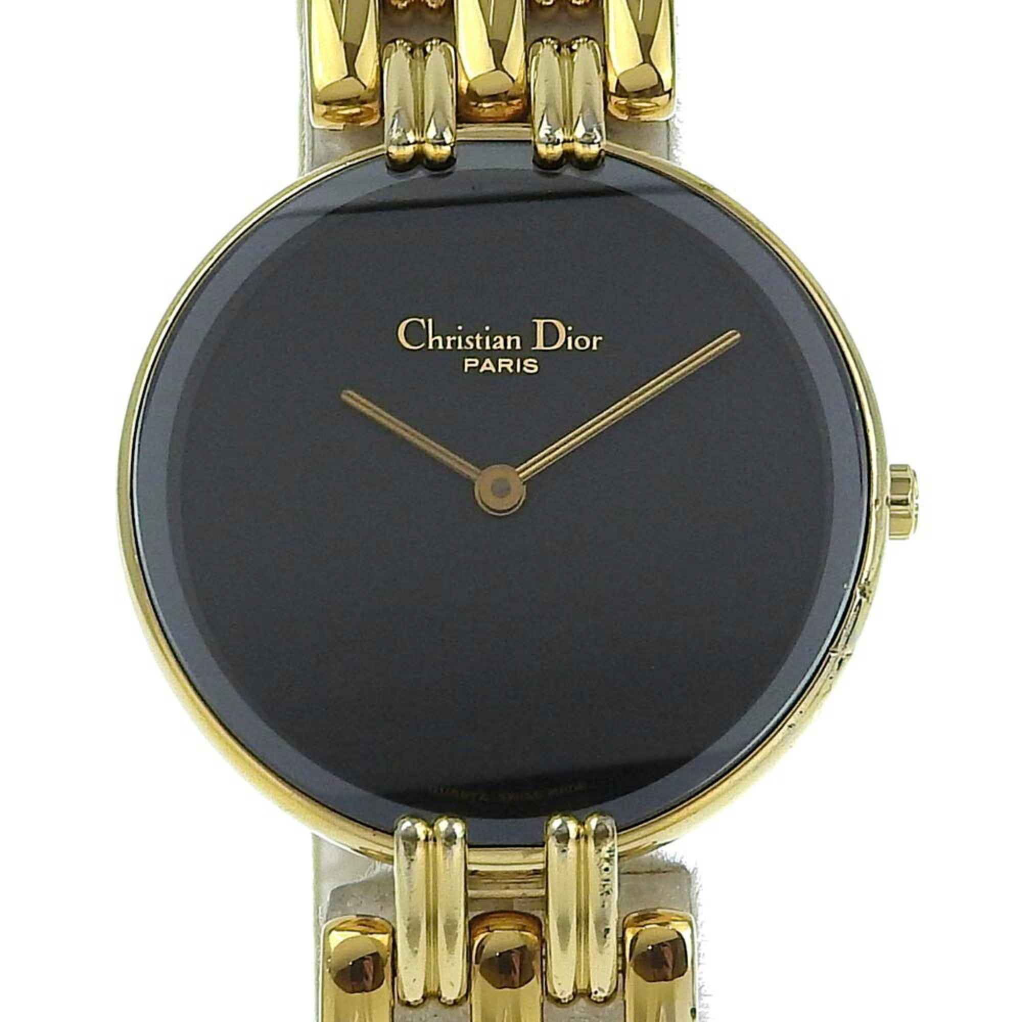 Christian Dior Bakira Watch D46-154-4 Gold Plated Quartz Analog Display Black Dial Women's I12022400