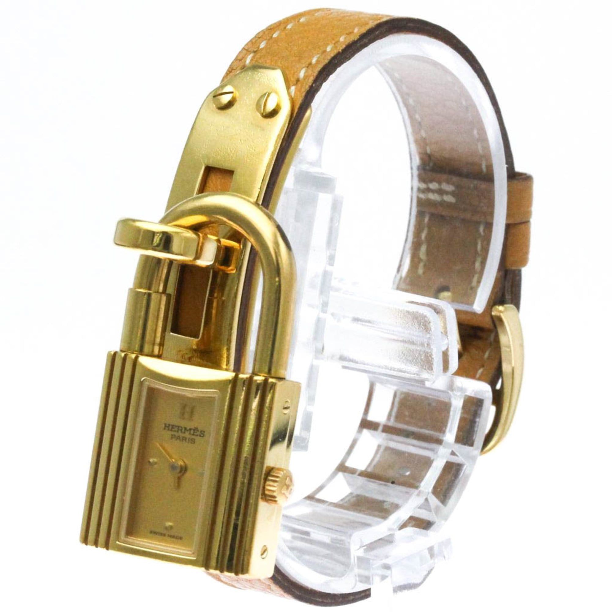 HERMES Kelly Watch Gold Plated Leather Quartz Ladies Watch