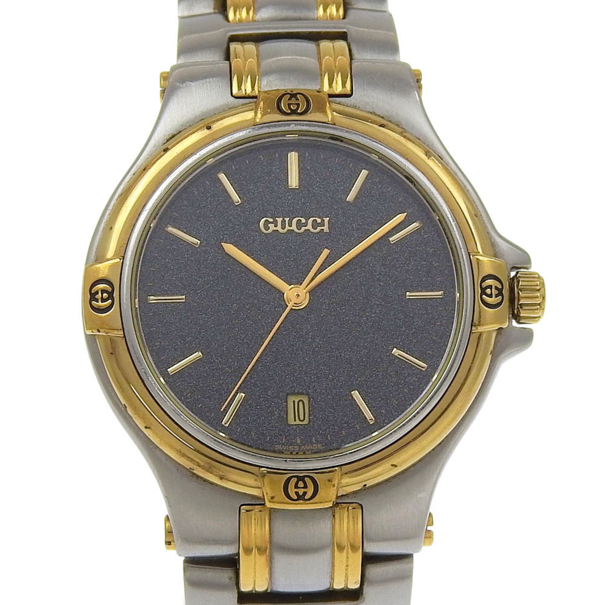 Gucci Men's 9040M Stainless Steel Quartz Watch with Analog Display and Black Dial