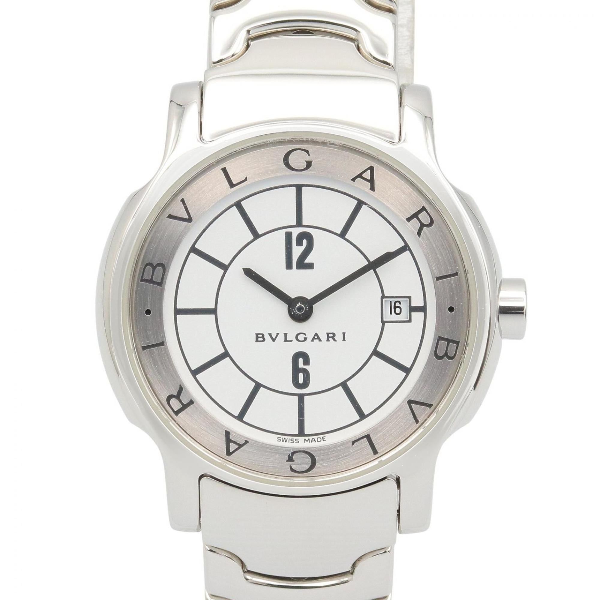 Bulgari BVLGARI Solo Tempo Watch, Stainless Steel, Women's, White (ST29S)