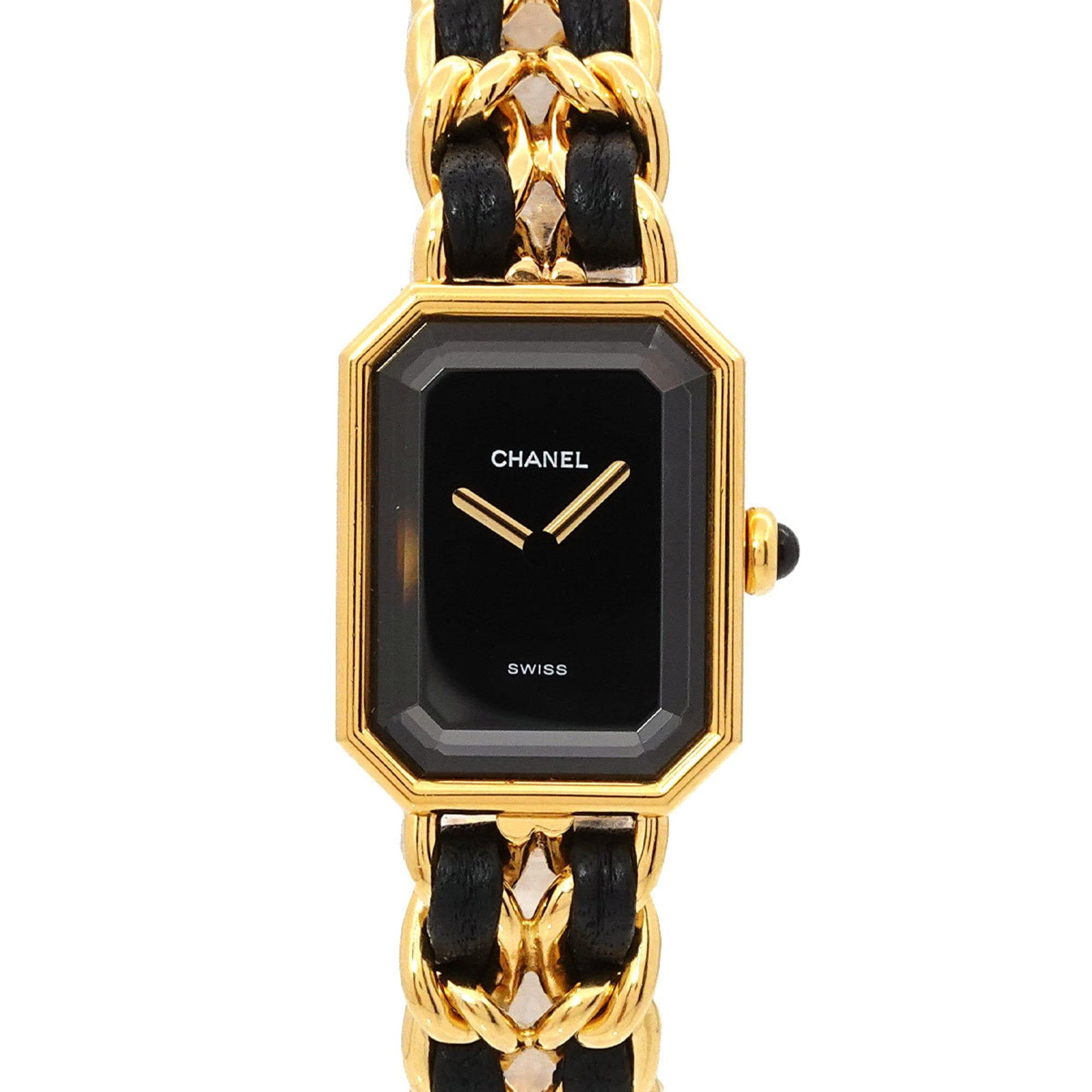 Chanel Premiere Large Size H0001 Women's Watch Black Gold Quartz