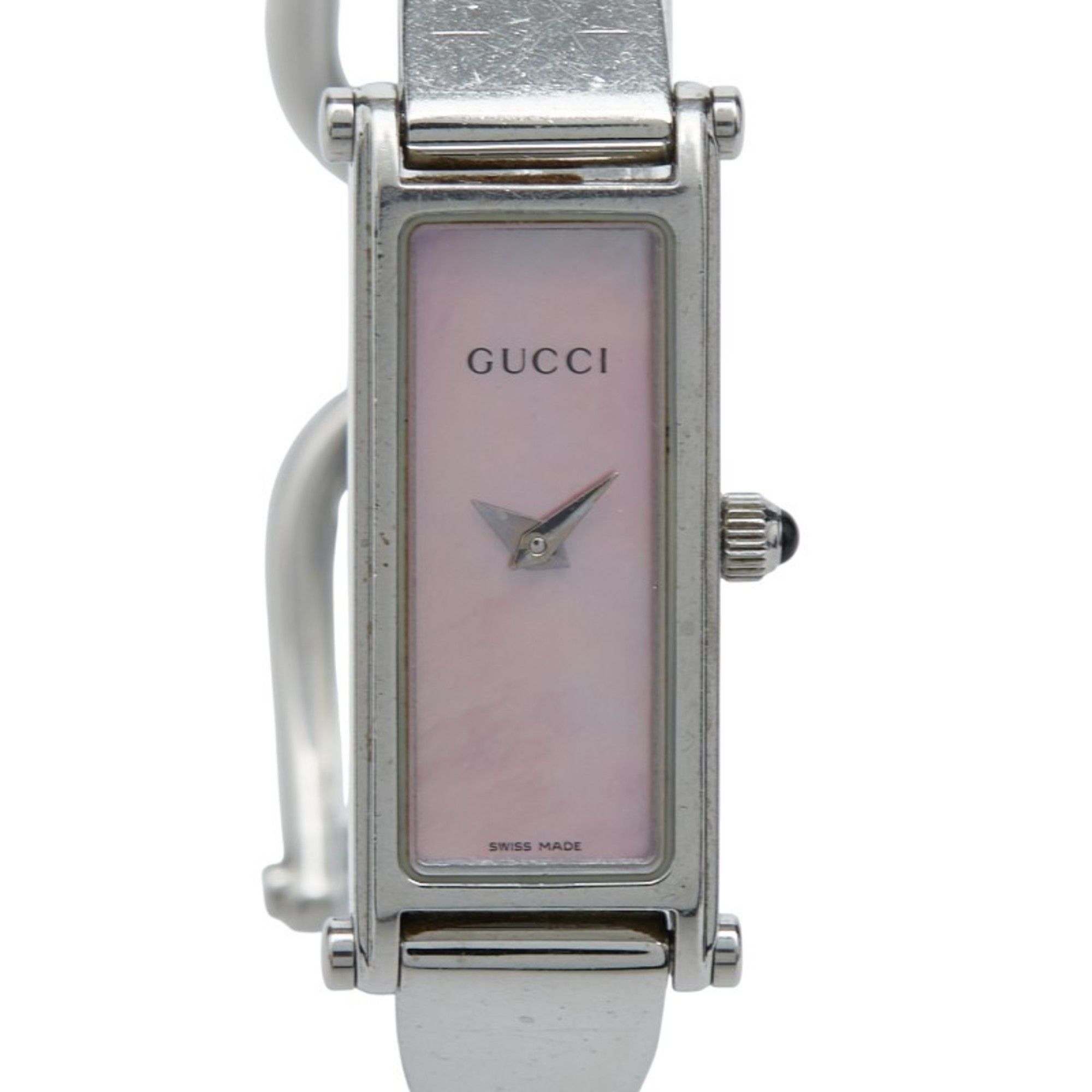 Gucci Bangle Watch 1500L Quartz Pink Dial Stainless Steel Women's GUCCI