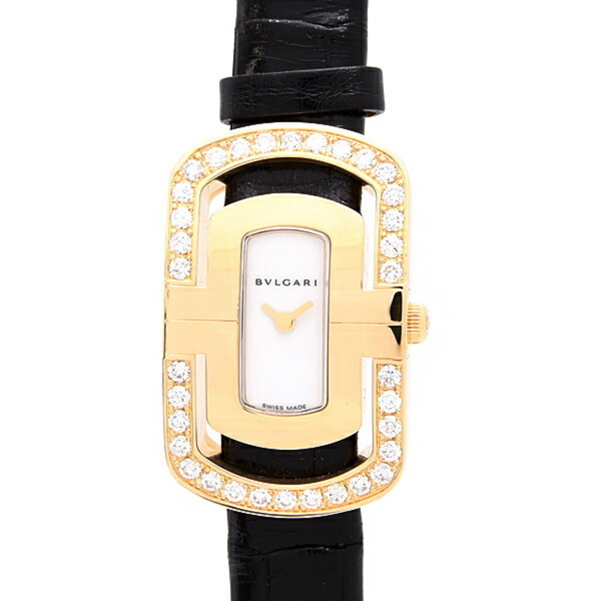 Bvlgari Women's Watch Parentesi Diamond Bezel Battery Operated White Dial Yellow Gold 750YG BVLGARI