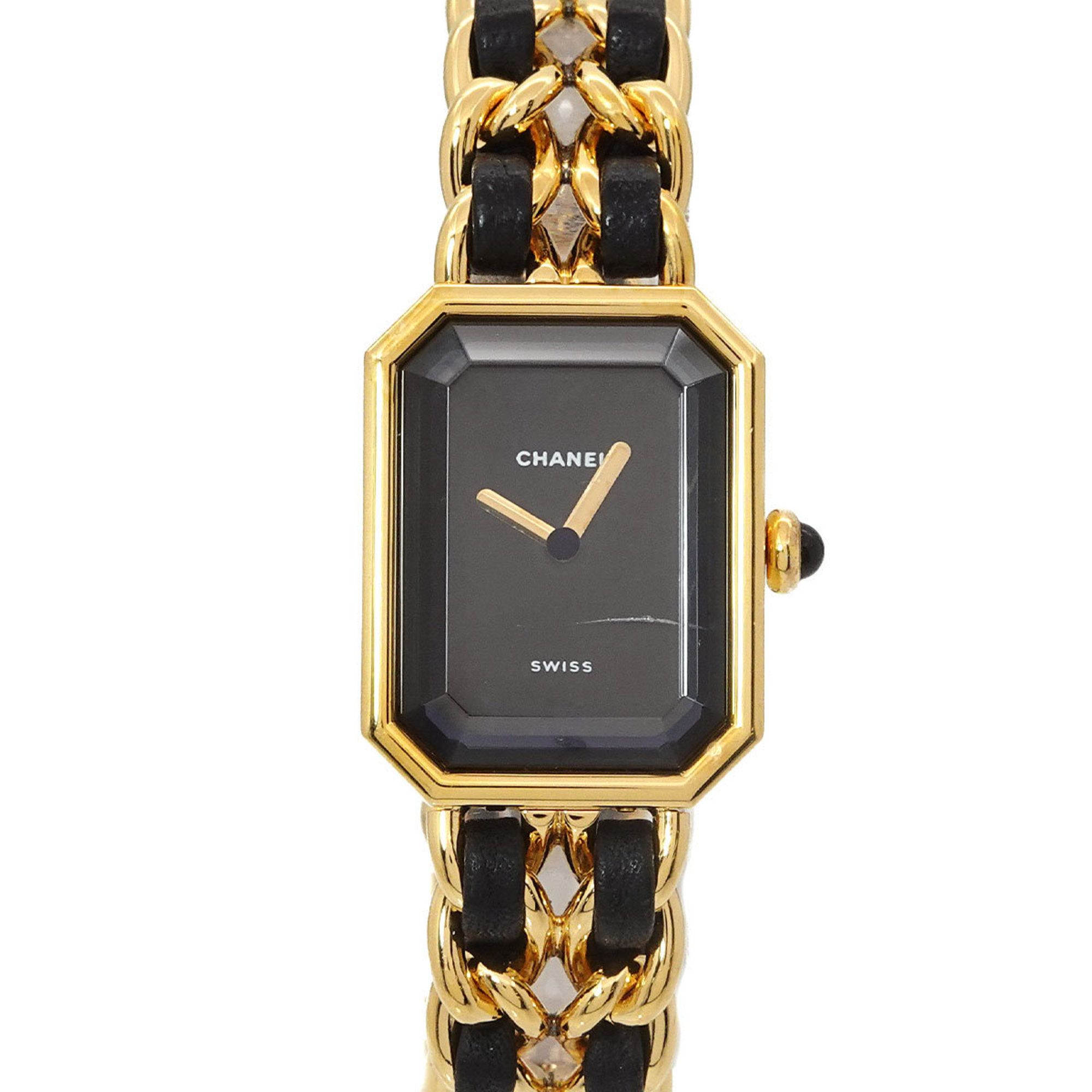 CHANEL Premiere Women's Watch, Size M, H0001, Black and Gold, Quartz Movement