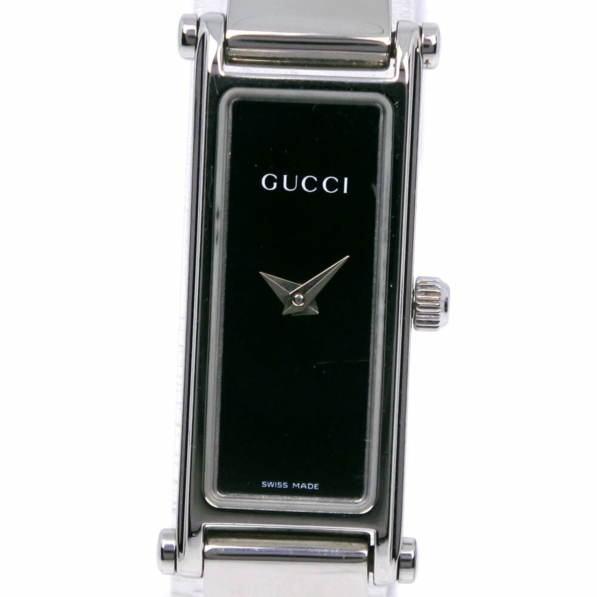 Gucci GUCCI Watch 1500L Stainless Steel Quartz Analog Display Black Dial Women's