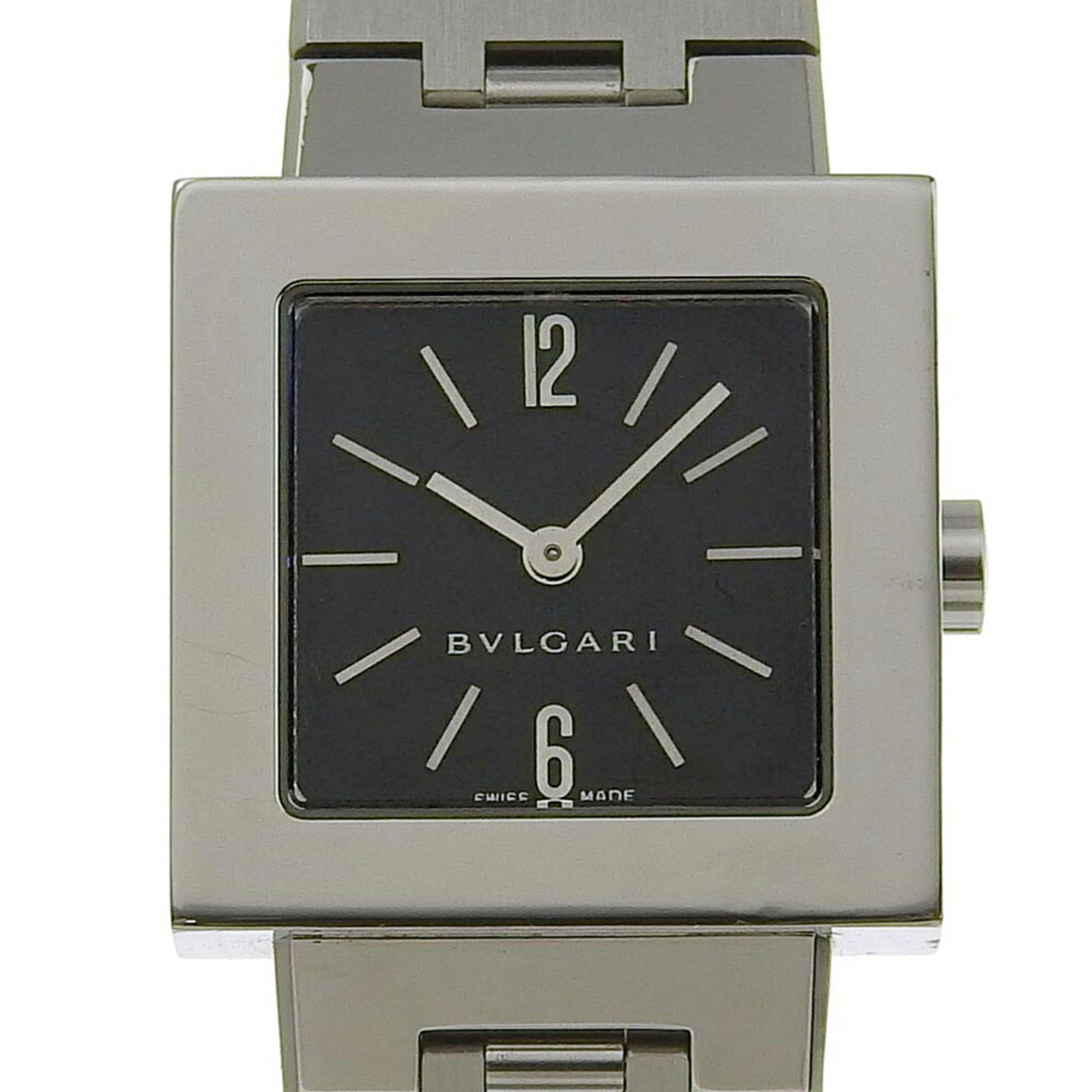 Bvlgari BVLGARI Quadlard Watch SQ22SS Stainless Steel Swiss Made Silver Quartz Analog Display Black