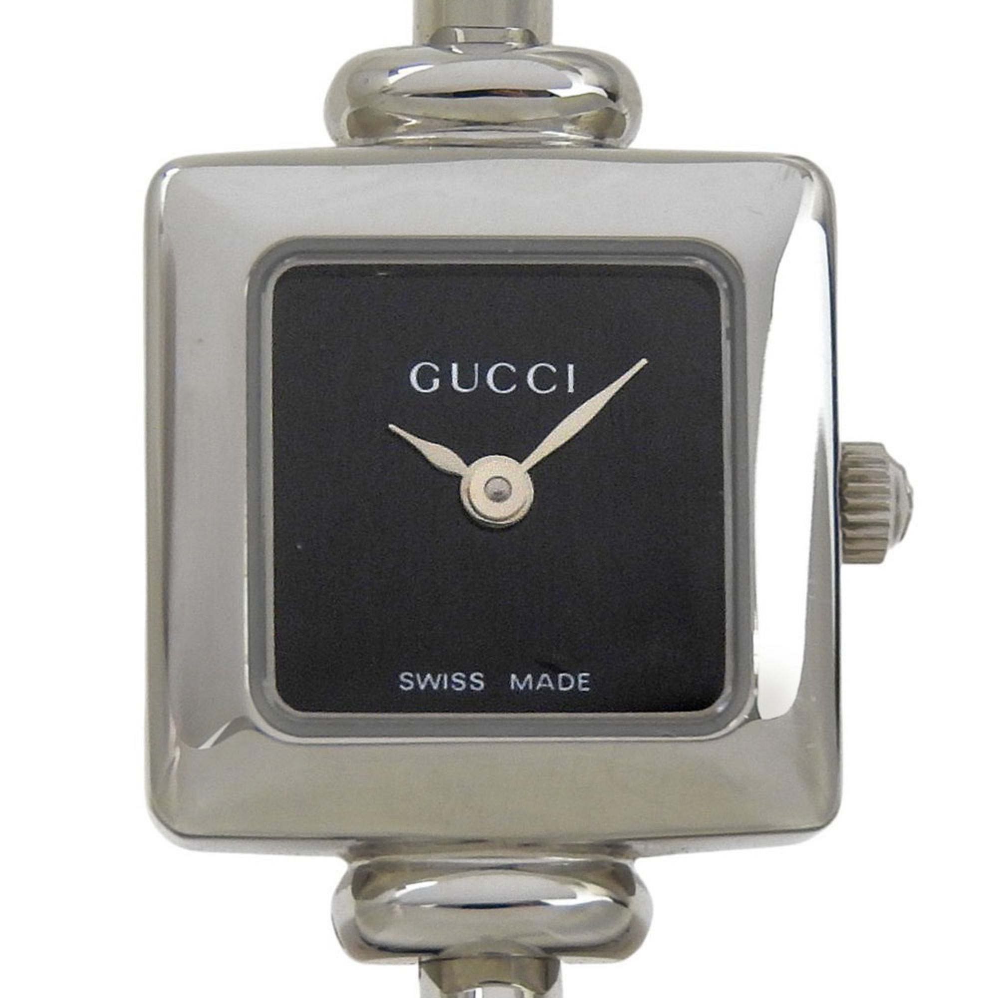 Gucci 1900L Stainless Steel Quartz Analog Watch with Black Dial for Women