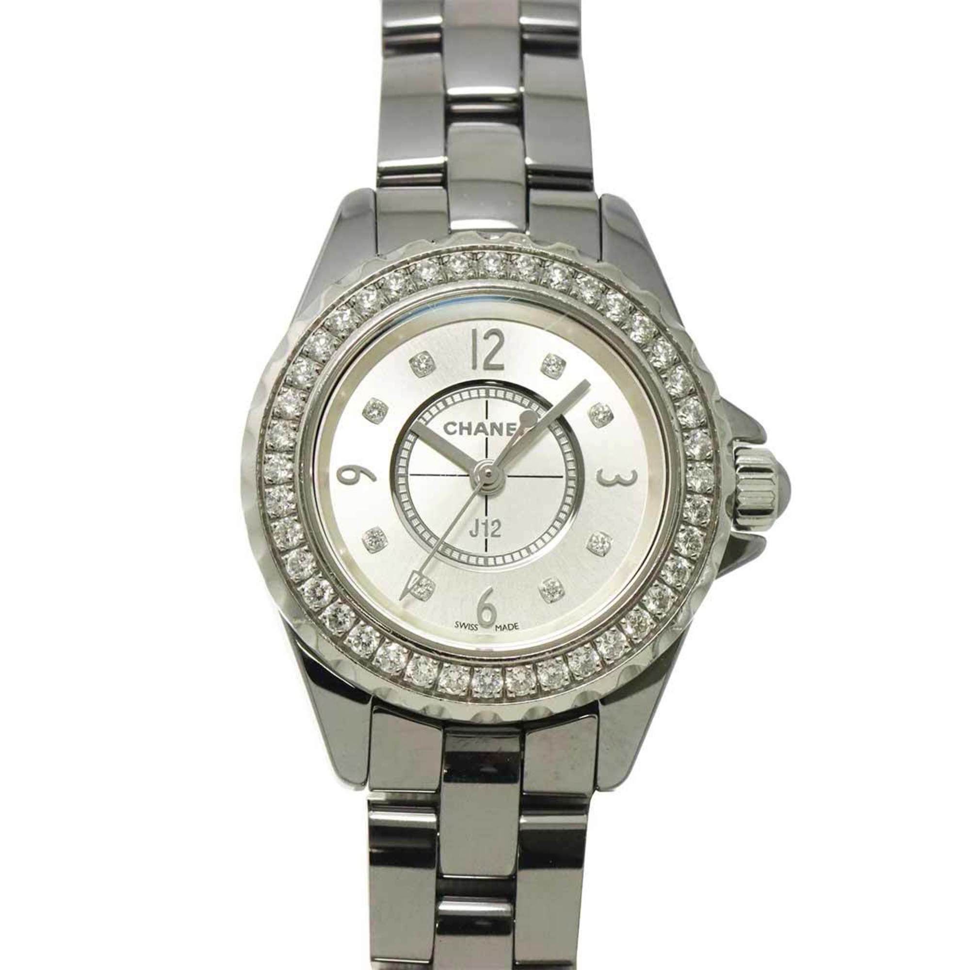 Chanel J12 Chromatic H3402 Ladies' Watch with Diamond Bezel, 8 Diamonds, Gray Ceramic, Quartz Moveme