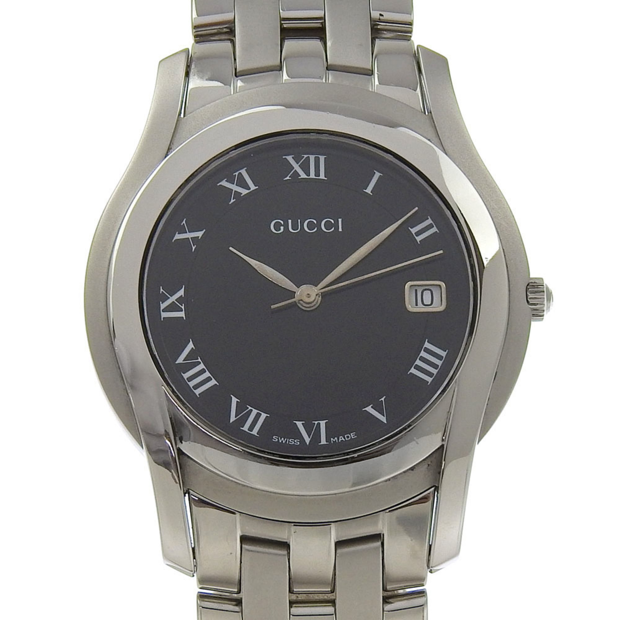 Gucci GUCCI Watch 5500M Stainless Steel Quartz Analog Display Black Dial Men's