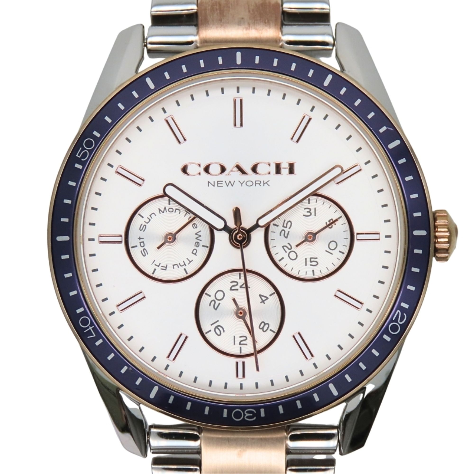 Coach Preston Sport CA.129.7.96.1673 Day-Date Stainless Steel Gold Pearl White Two-Tone Watch