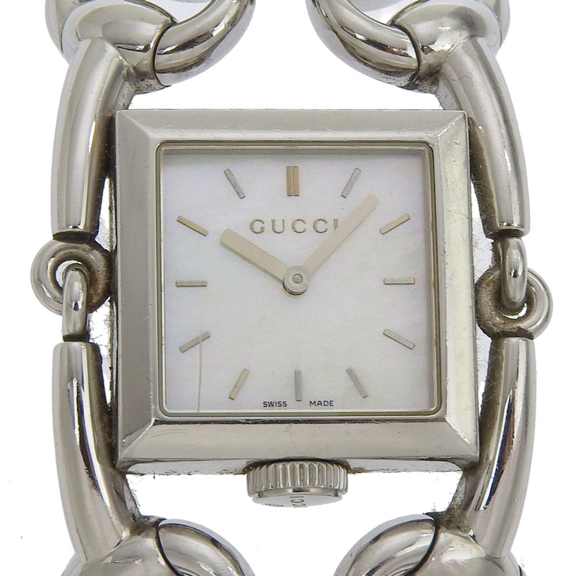 Gucci Signoria Watch, 116.3mm, Stainless Steel, Quartz Movement, Analog Display, White Shell Dial, W