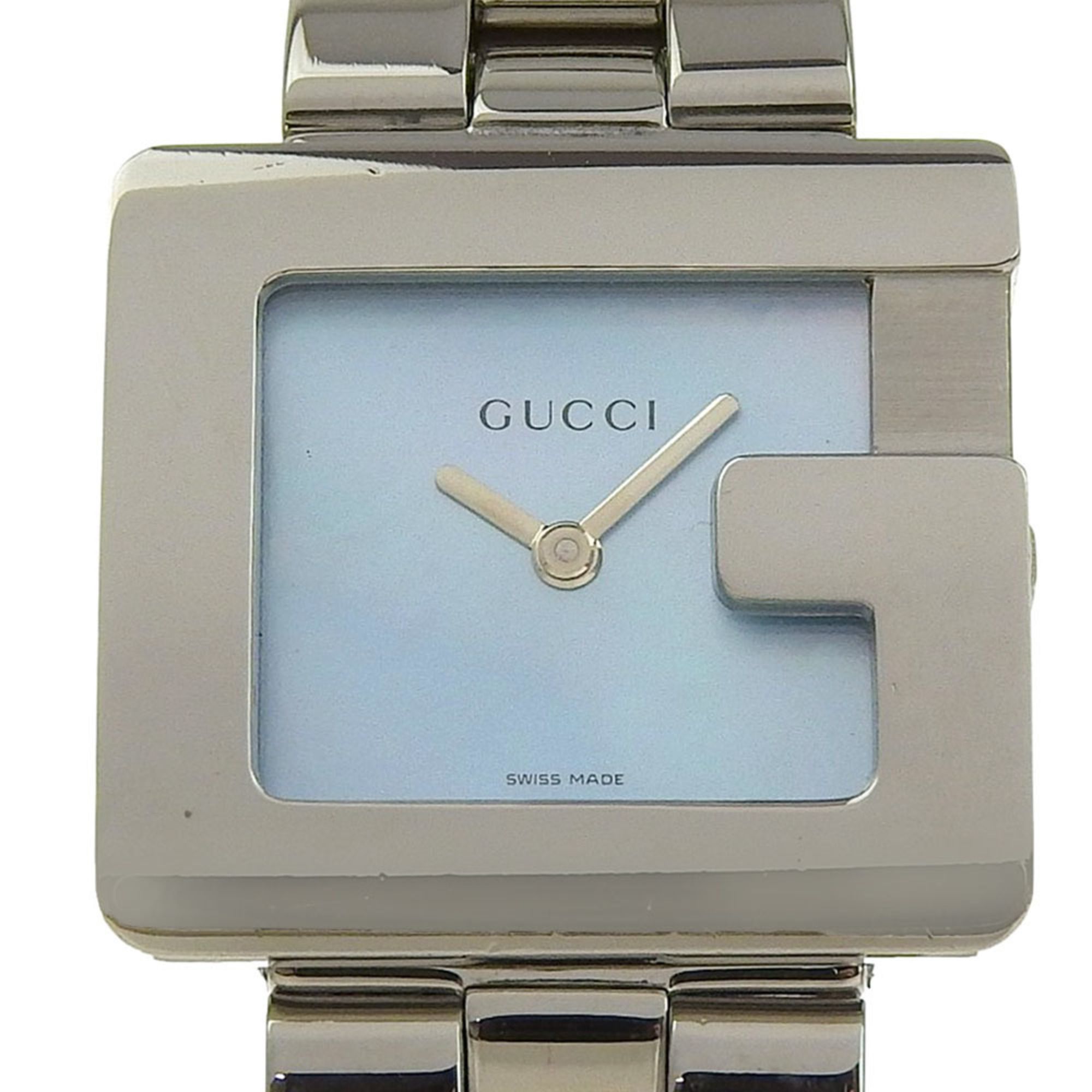 Gucci G Watch 3600J Stainless Steel Quartz Analog Display Blue Shell Dial Women's