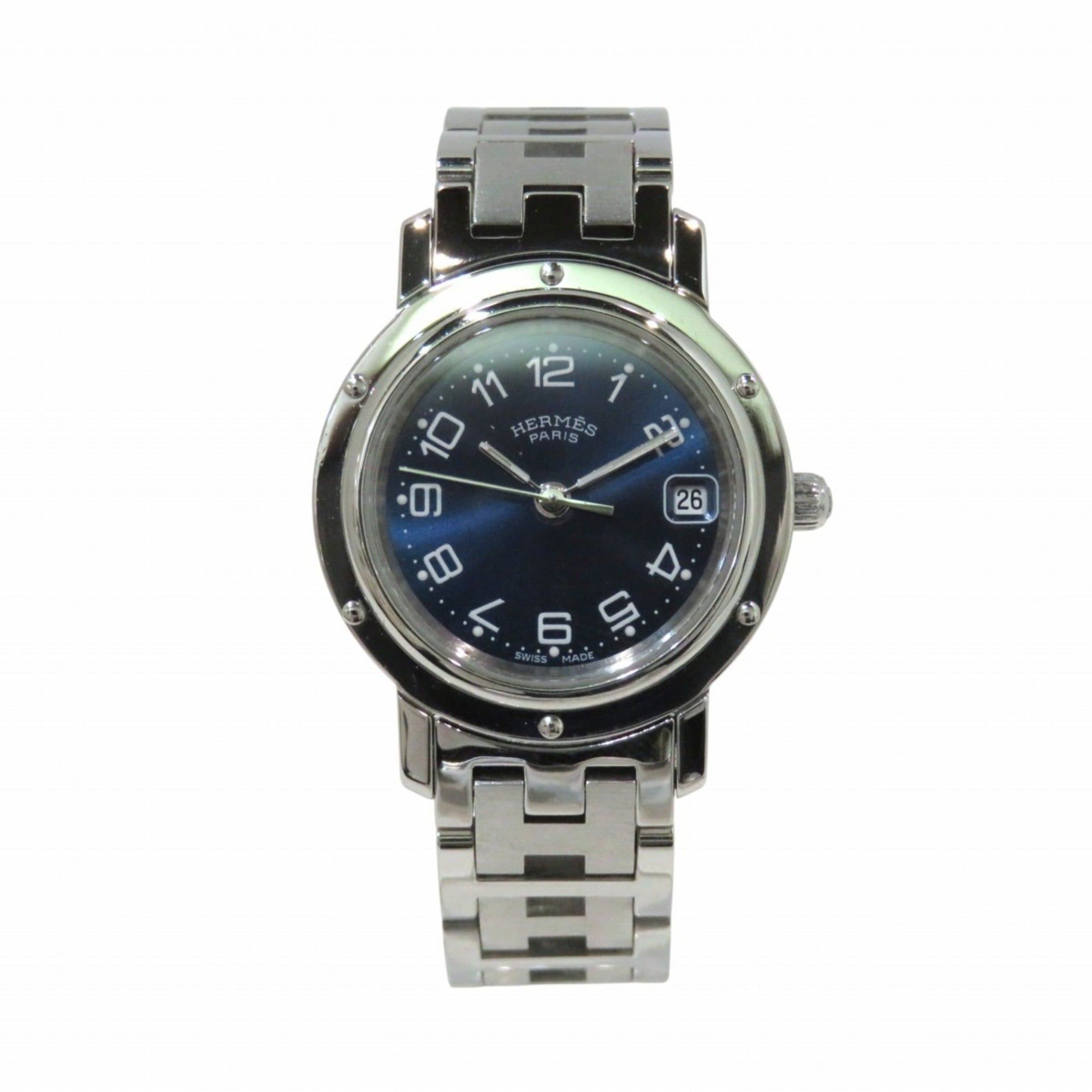 Hermès Clipper Stainless Steel Quartz Watch with Blue Dial CL4.210