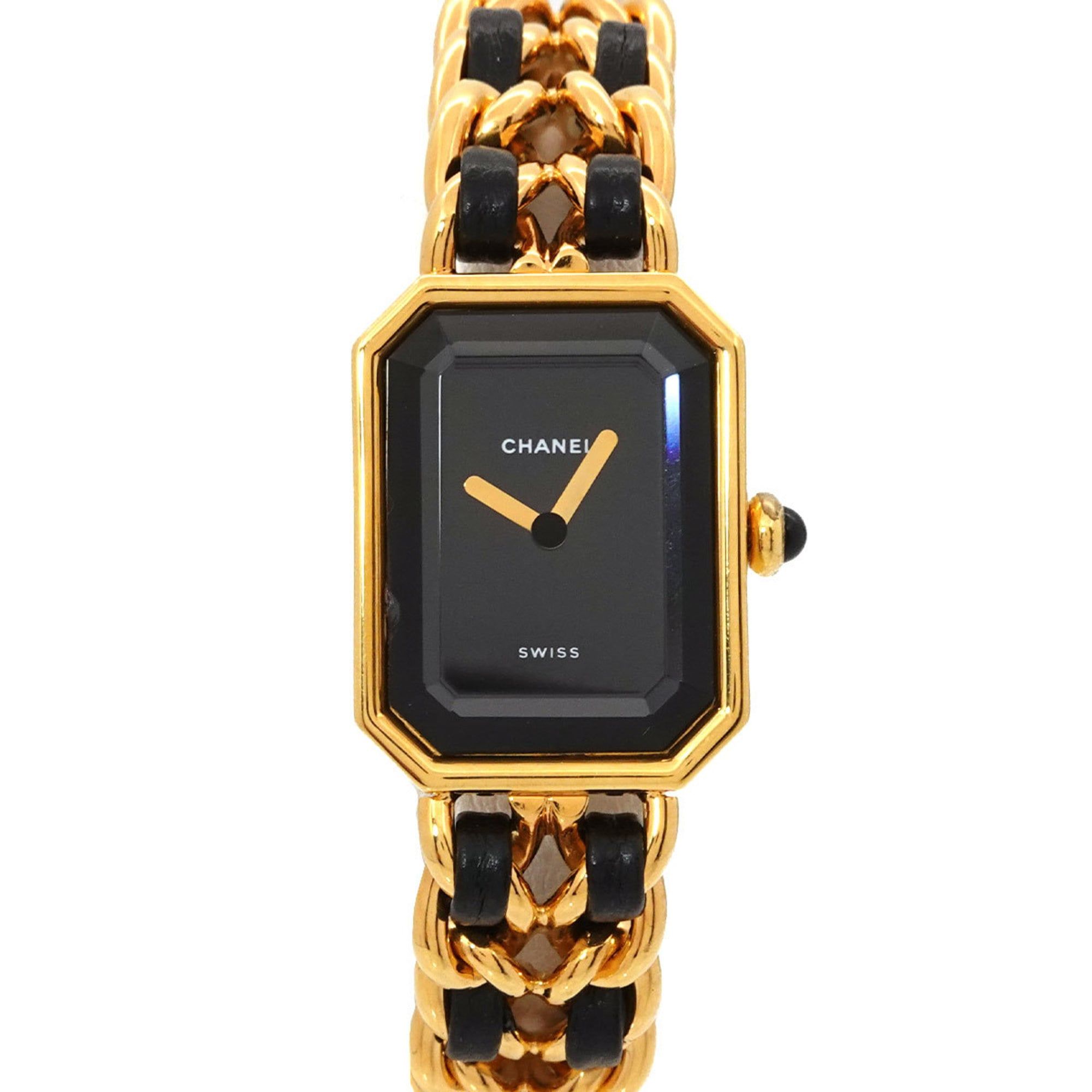 Chanel Premiere S-size H0001 Women's Watch Black Gold Quartz