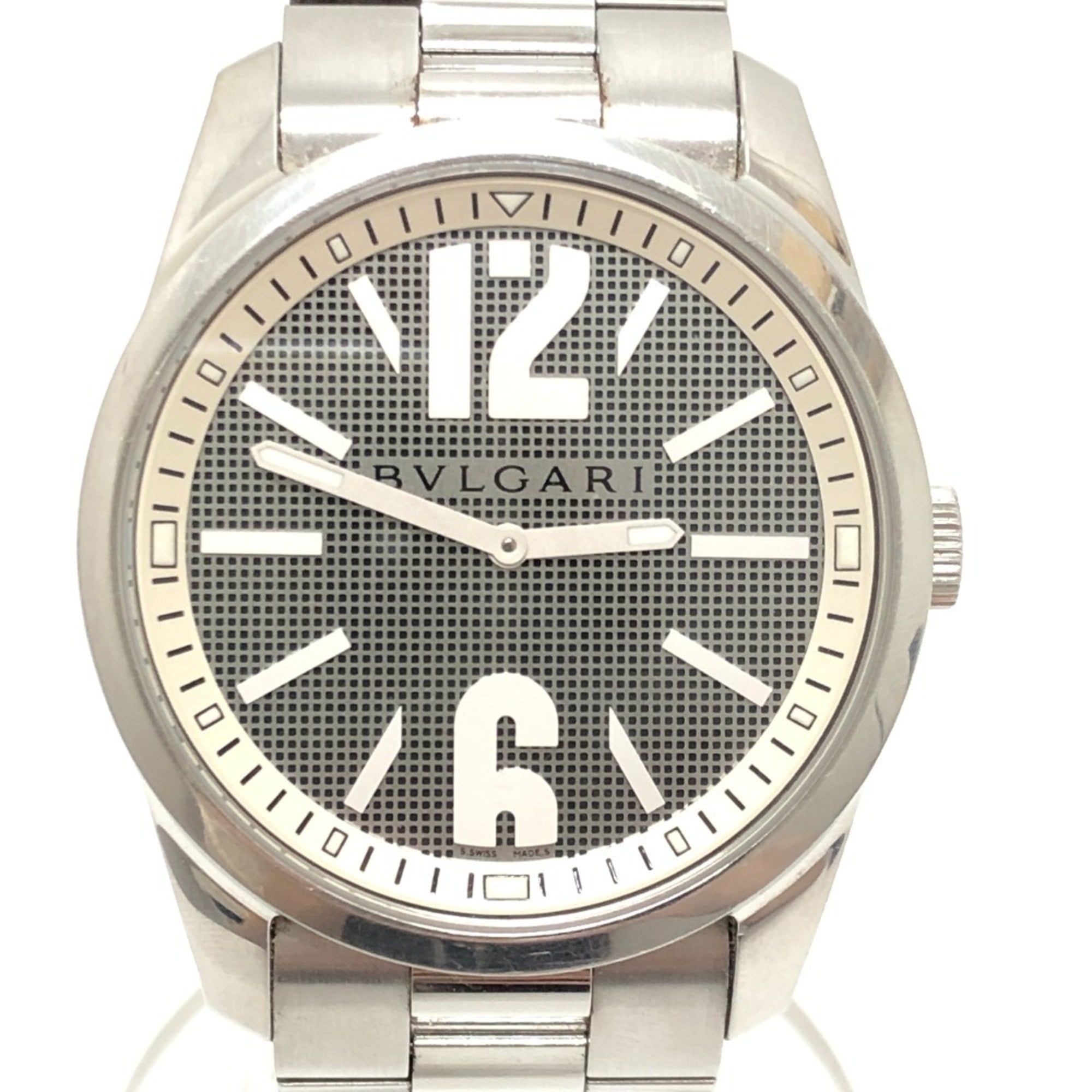 BVLGARI ST42S Solotempo Quartz Men's Watch, Round, Stainless Steel, Silver