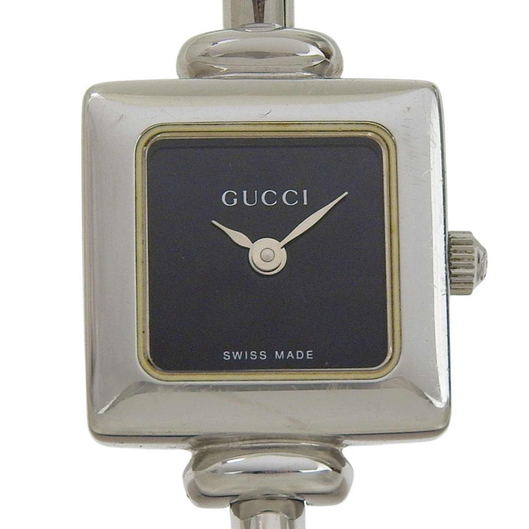 Gucci 1900L Stainless Steel Quartz Analog Watch with Black Dial for Women