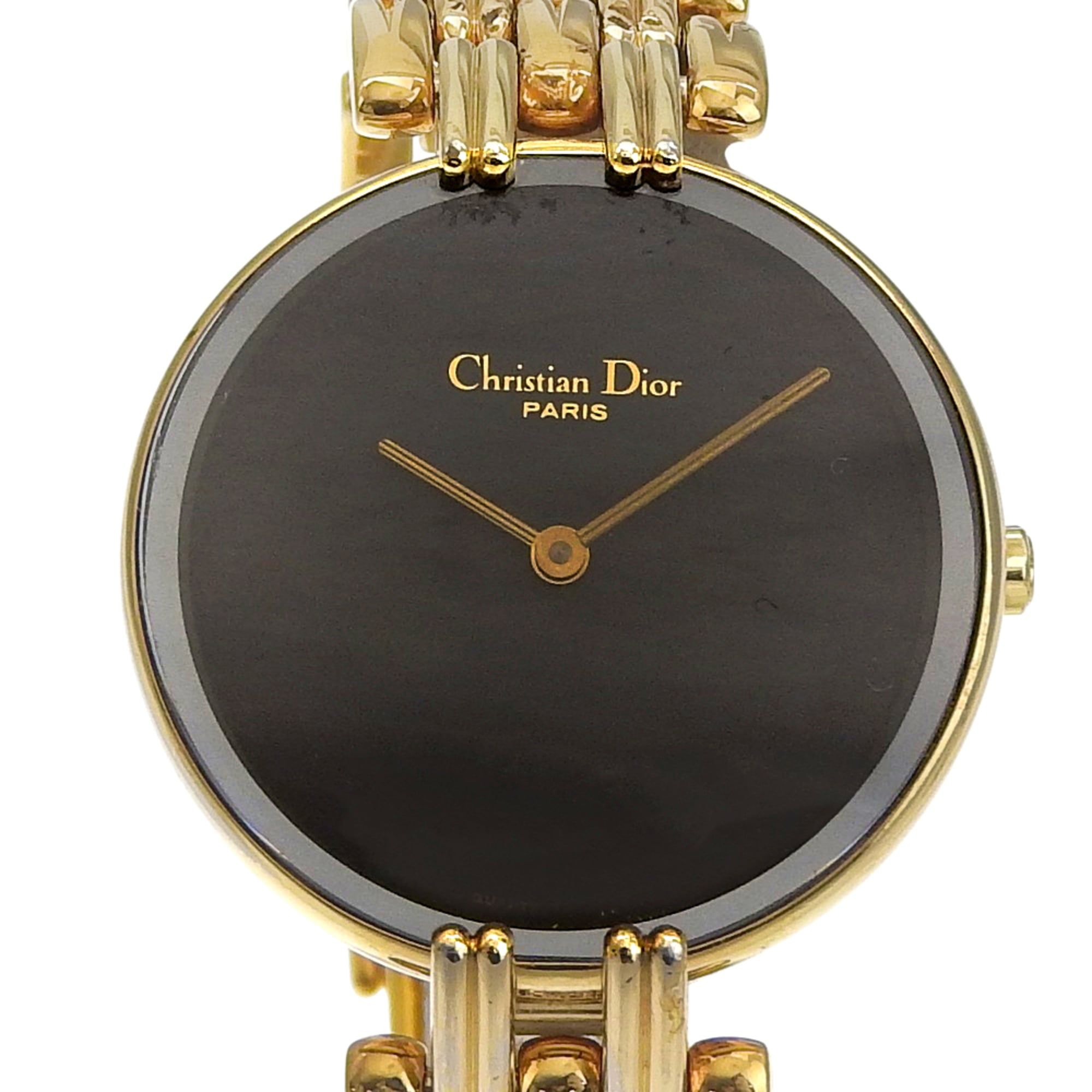 Christian Dior Bakira Watch D46.154.4 Stainless Steel Quartz Analog Display Black Dial Women's