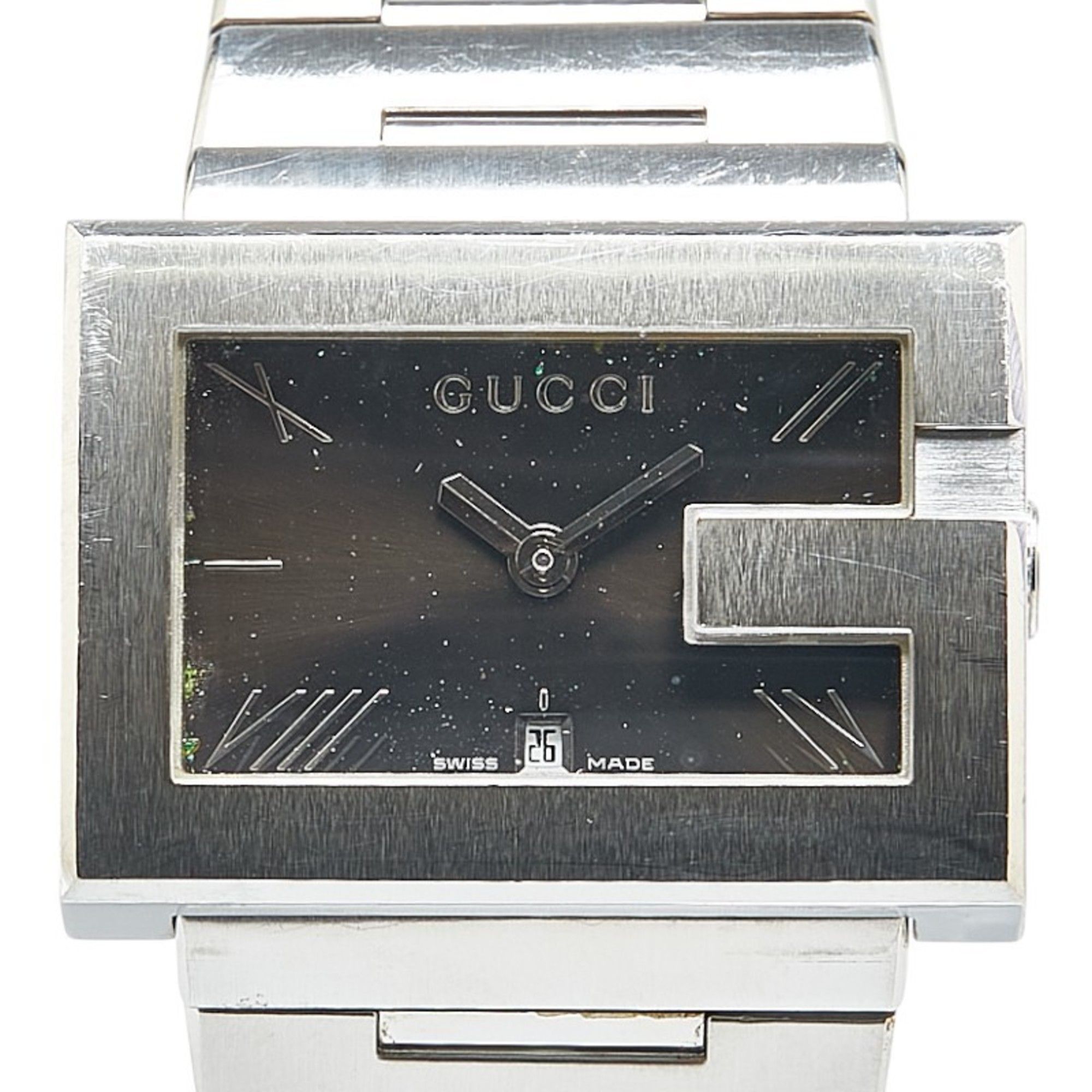 Gucci Men's 100M Quartz Watch with Black Dial and Stainless Steel Movement