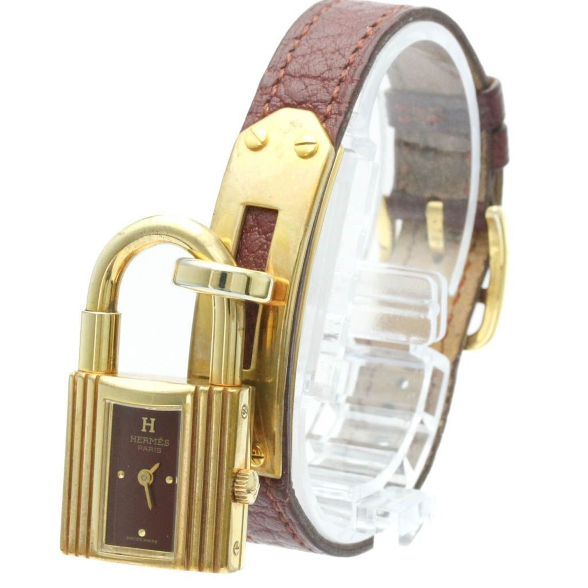 HERMES Kelly Watch Gold Plated Leather Quartz Ladies Watch