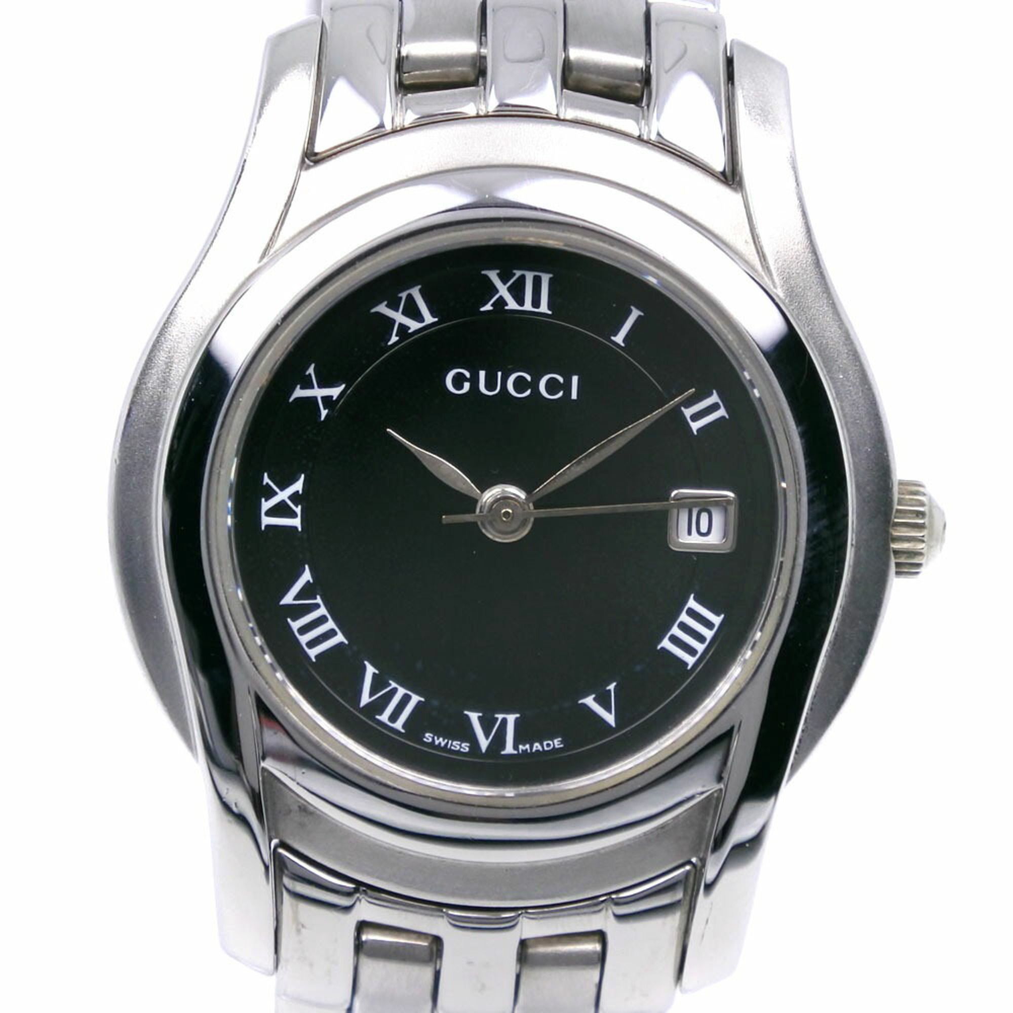 Gucci GUCCI Watch 5500L Stainless Steel Quartz Analog Display Black Dial Women's