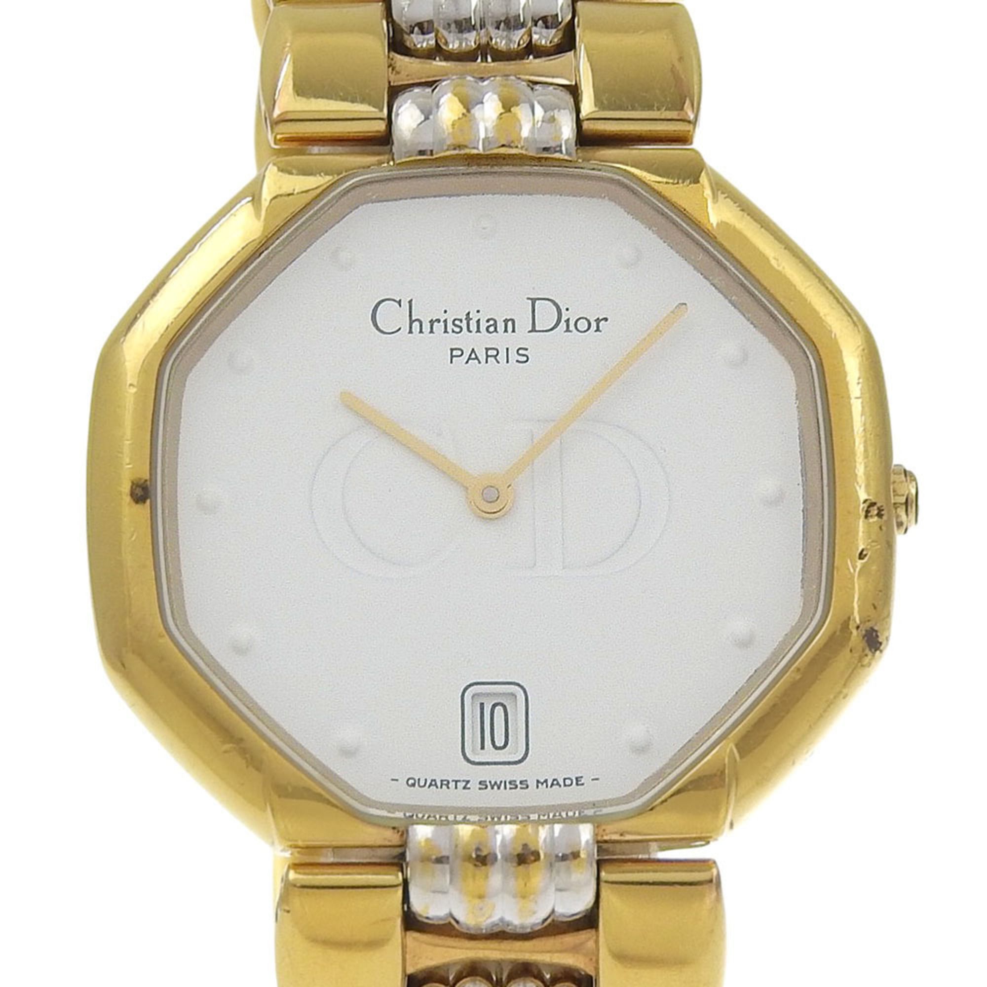 Dior Octagon Watch 45.134 Stainless Steel Quartz Analog White Dial Unisex