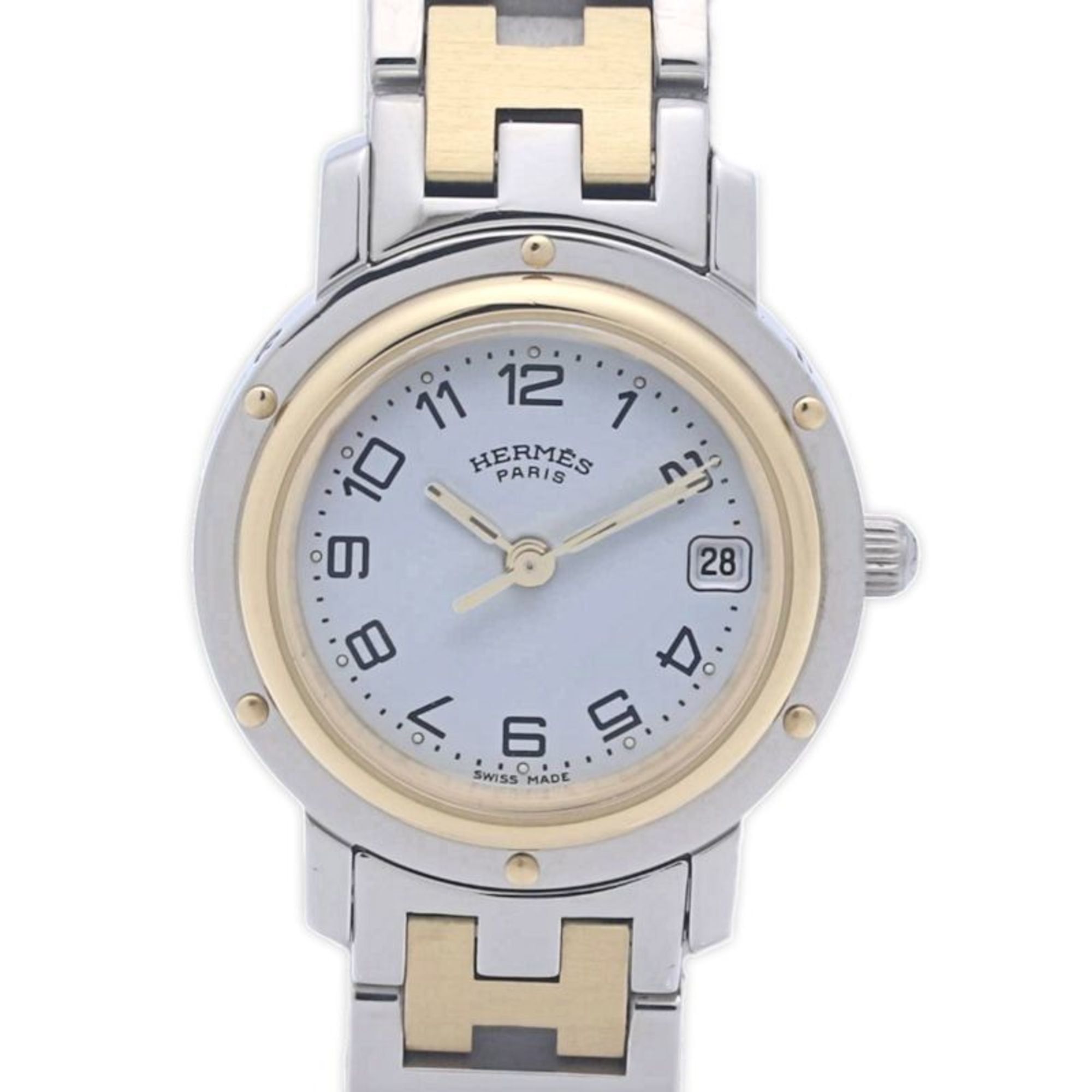 HERMES Clipper CL4.220.130 3752, old buckle, women's watch, SSxGP, 130483
