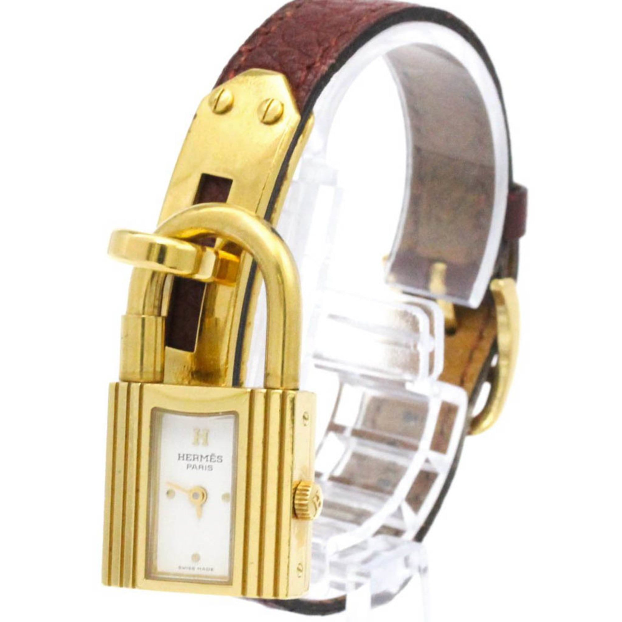 HERMES Kelly Watch Gold Plated Leather Quartz Ladies Watch