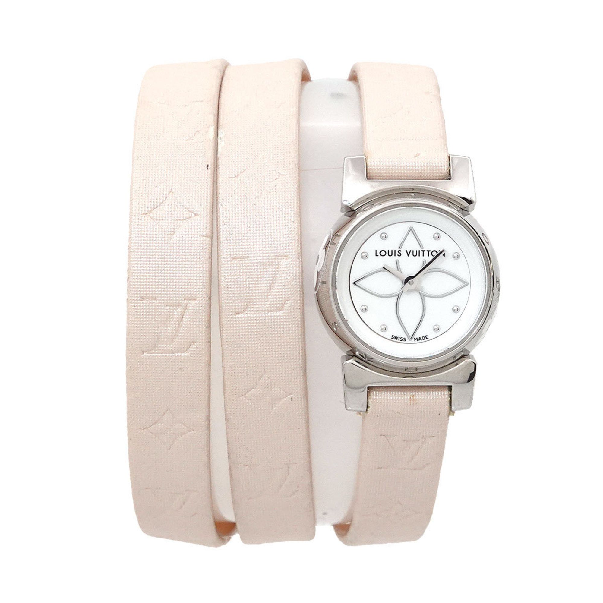 Louis Vuitton Tambour Bijou Triple Coiled Q151C Women's White Shell Quartz Watch
