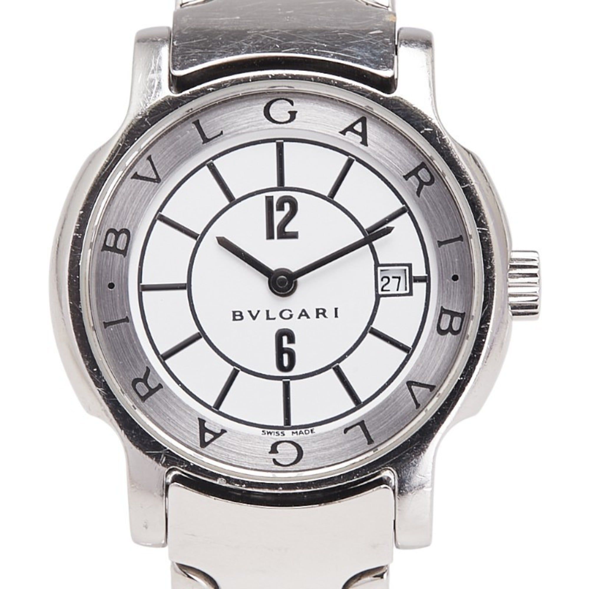 Bvlgari Solotempo Date Watch ST29S Quartz White Dial Stainless Steel Women's BVLGARI