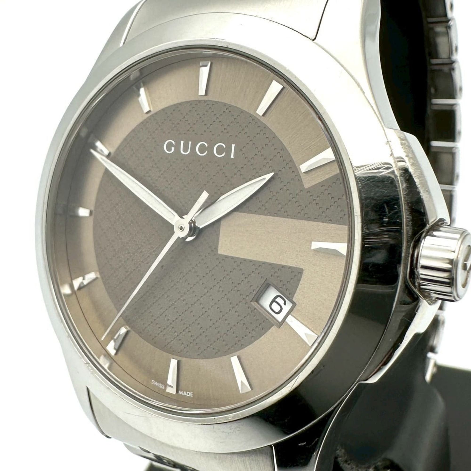 GUCCI G-Timeless 126.4 Date Quartz Watch in Stainless Steel Brown and Bronze for Men