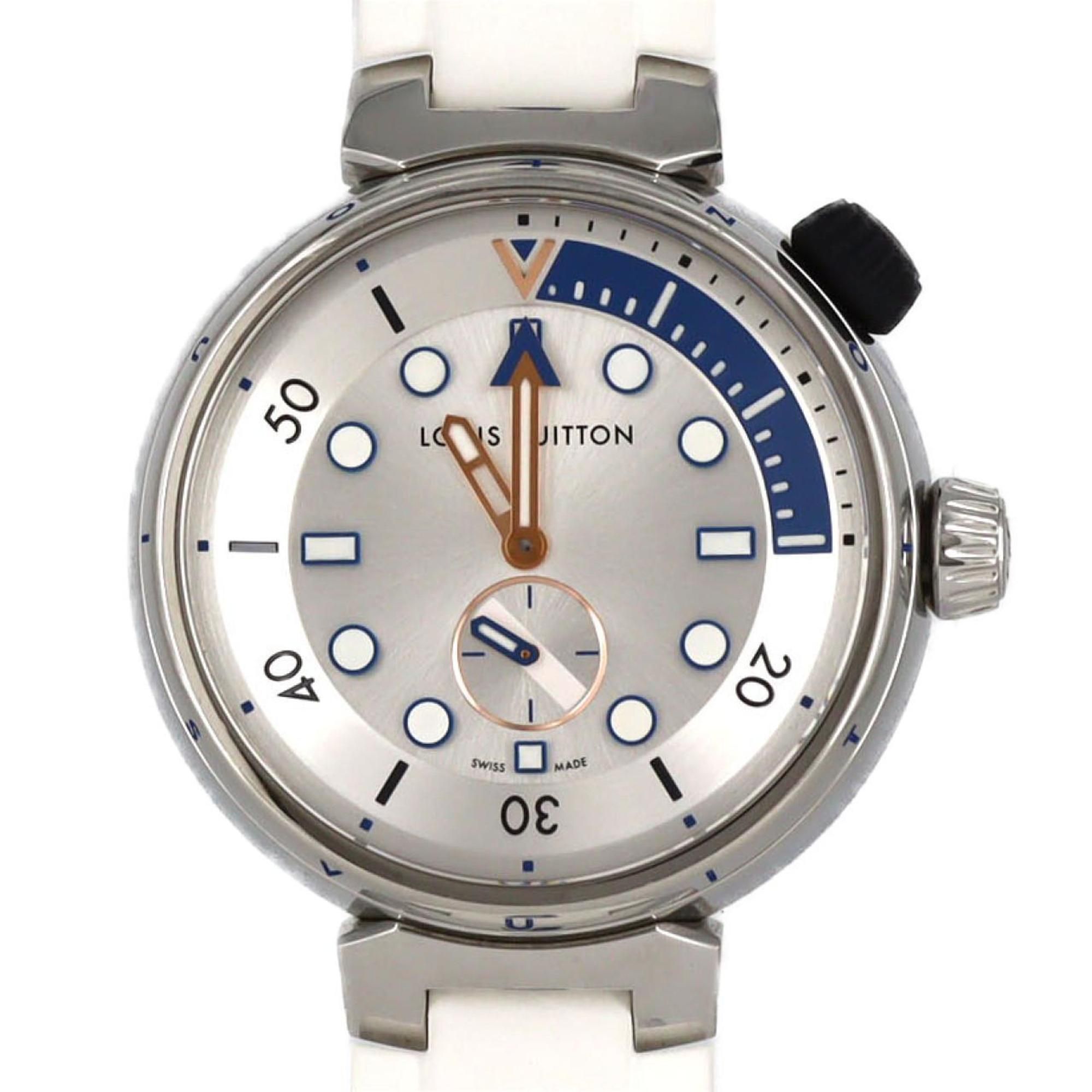 Louis Vuitton Tambour Street Diver Pacific White QA124 Stainless Steel Quartz Watch