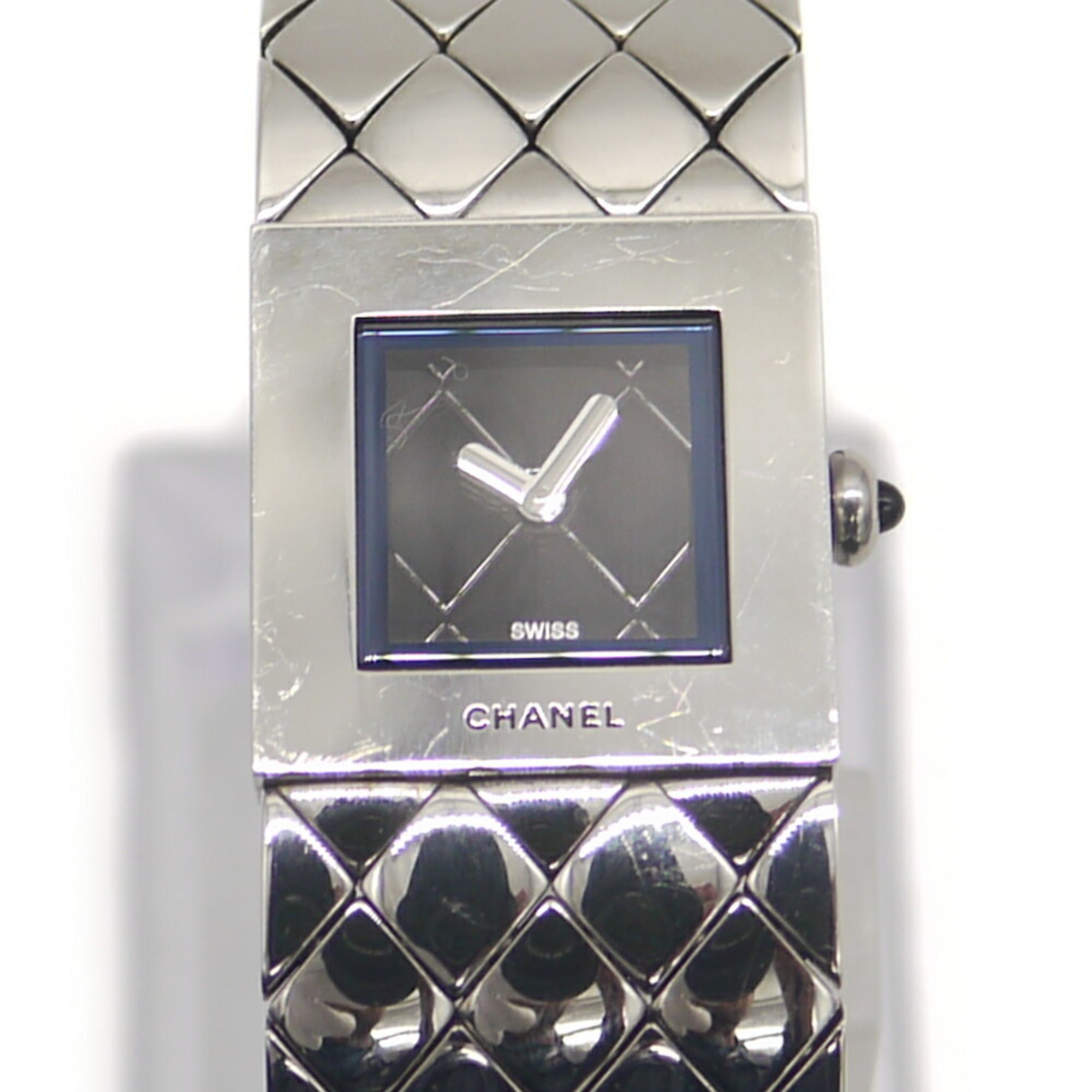 CHANEL Matelassé Women's Quartz Watch H0009 Black Dial