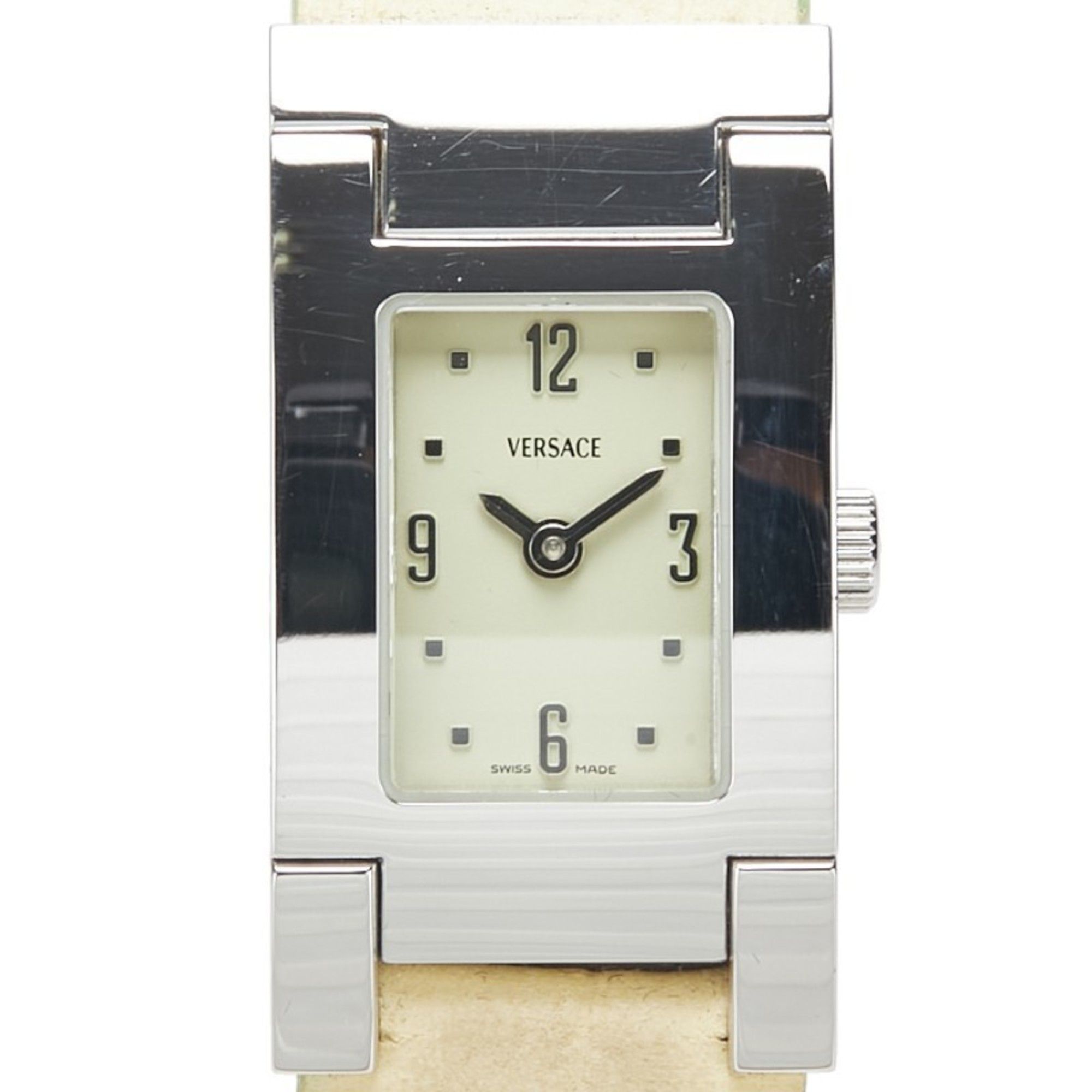 Versace ASQ99 Quartz Watch, Green Dial, Stainless Steel, Leather, Women's