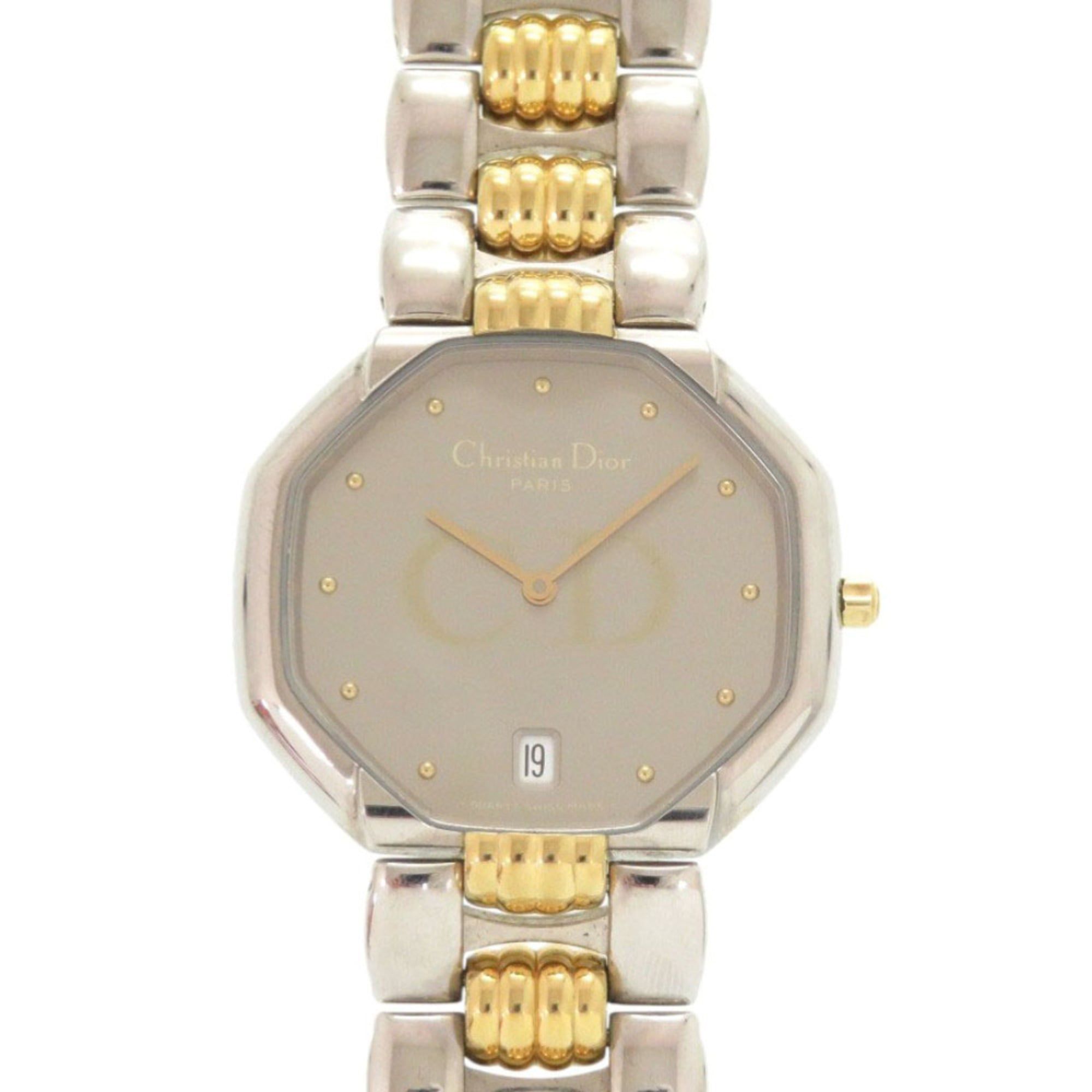 Christian Dior Octagon 45.204 Stainless Steel Silver and Gold Quartz Watch with Guarantee 0029