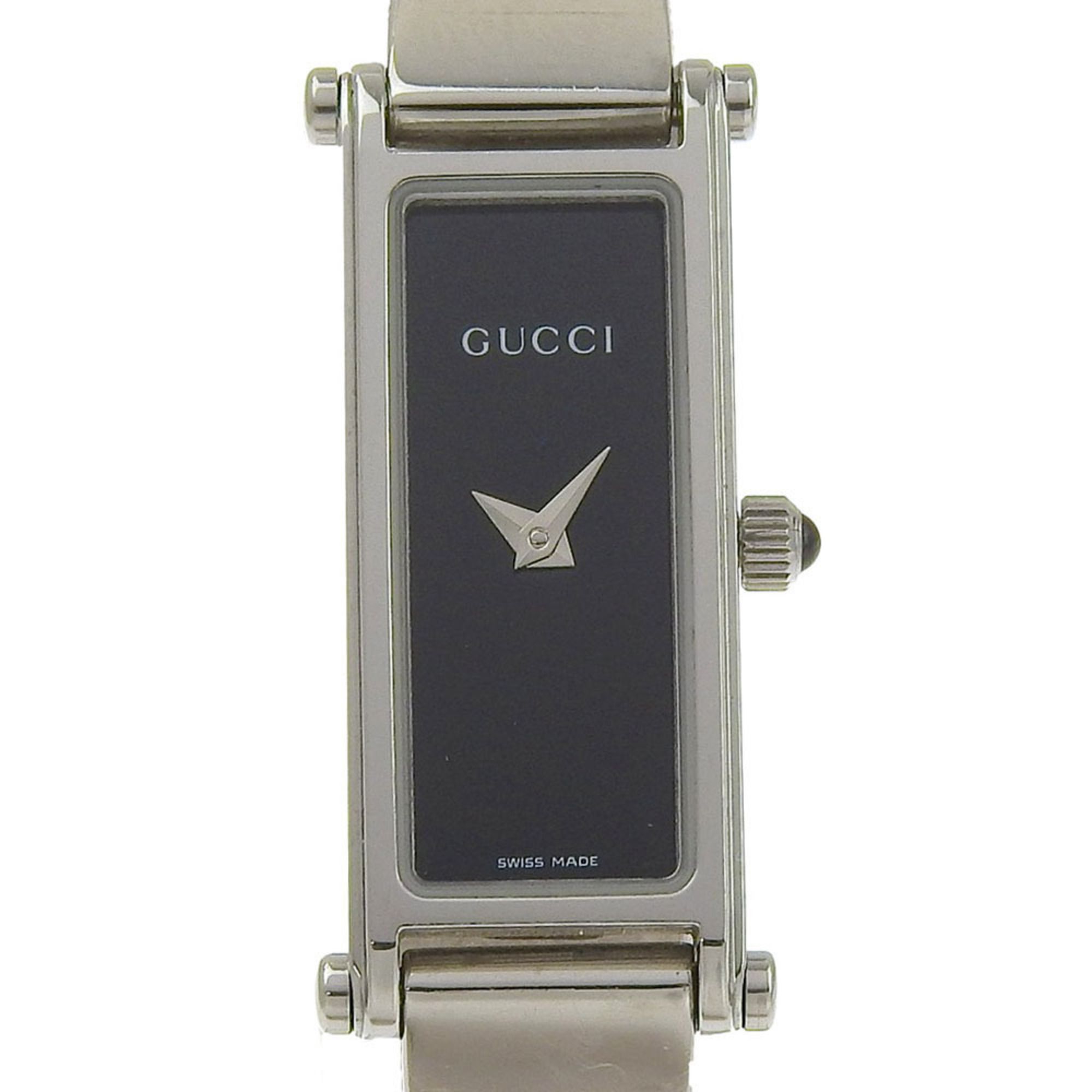Gucci 1500L Stainless Steel Quartz Analog Watch with Black Dial for Women