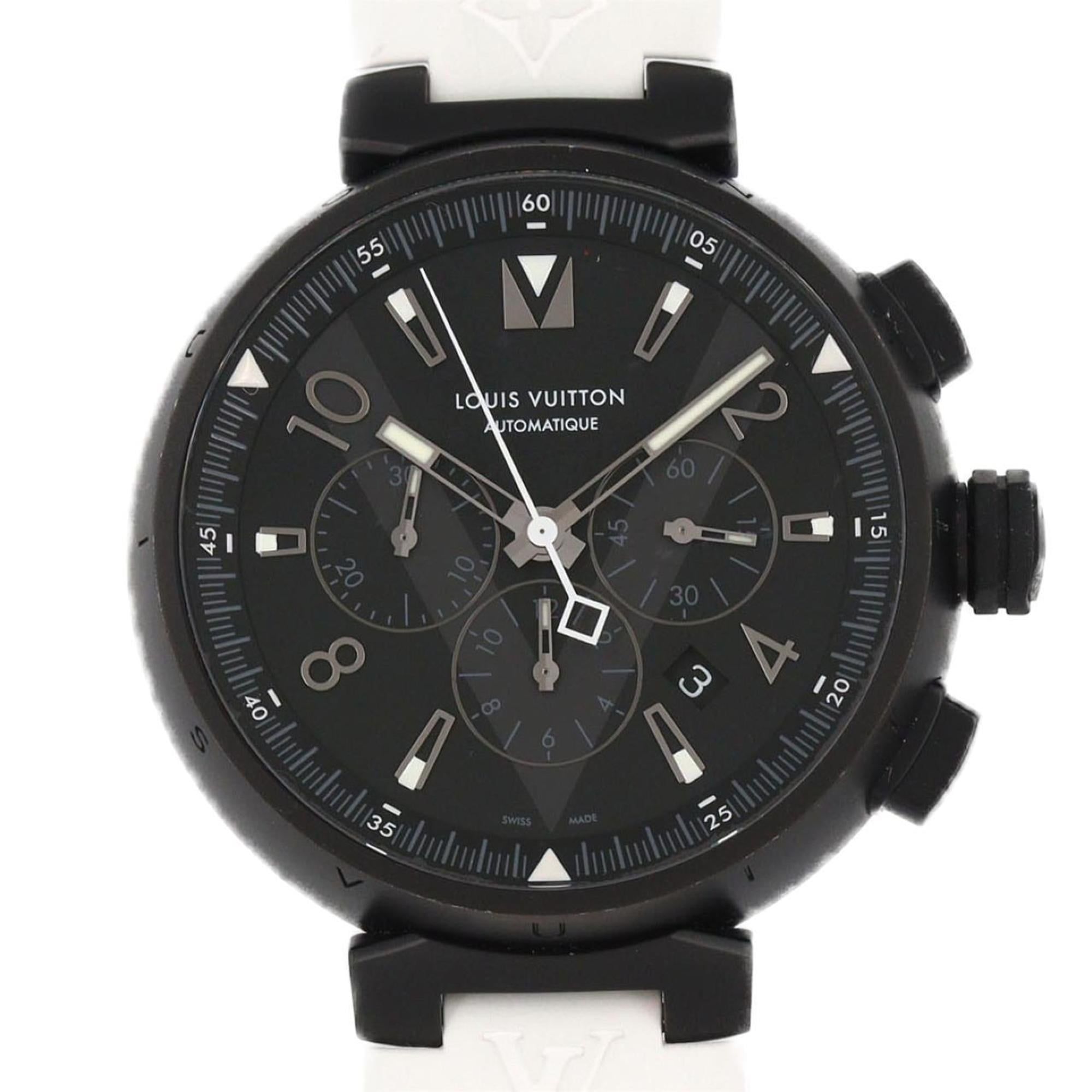 Louis Vuitton Tambour All Black Chronograph Q1A62 SS Automatic Watch