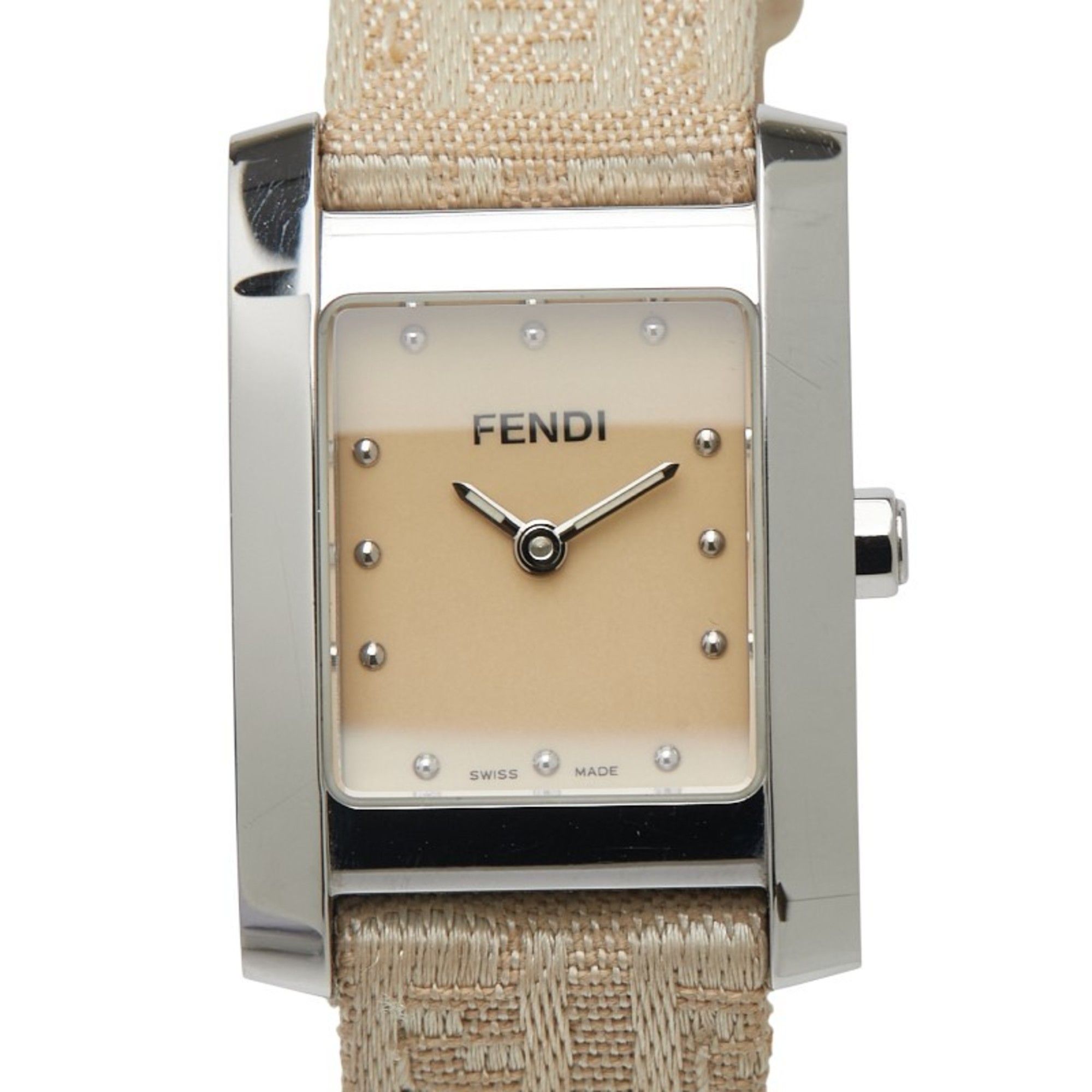 Fendi Horologi Classico Watch 7000L Quartz Movement Beige Dial Stainless Steel Leather Women's FENDI