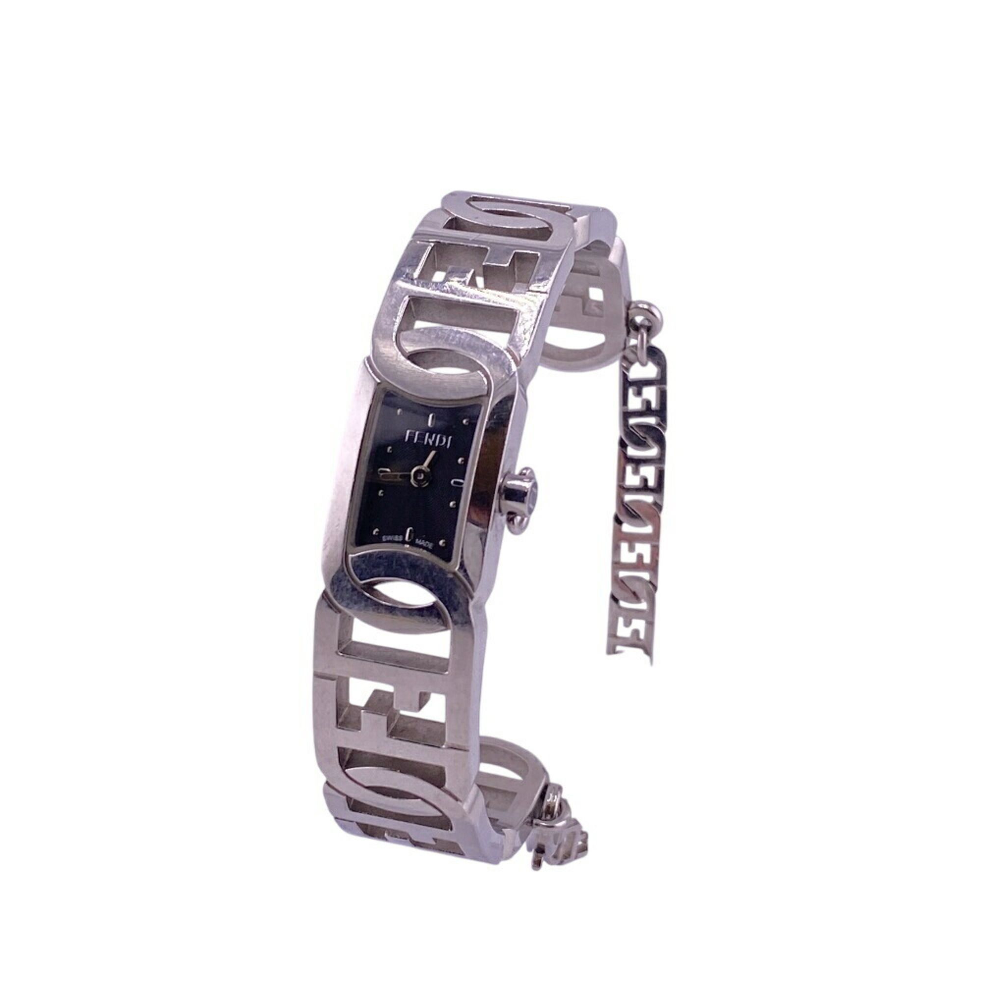 FENDI 3600L F Belt Watch Analog Digital Silver Women's