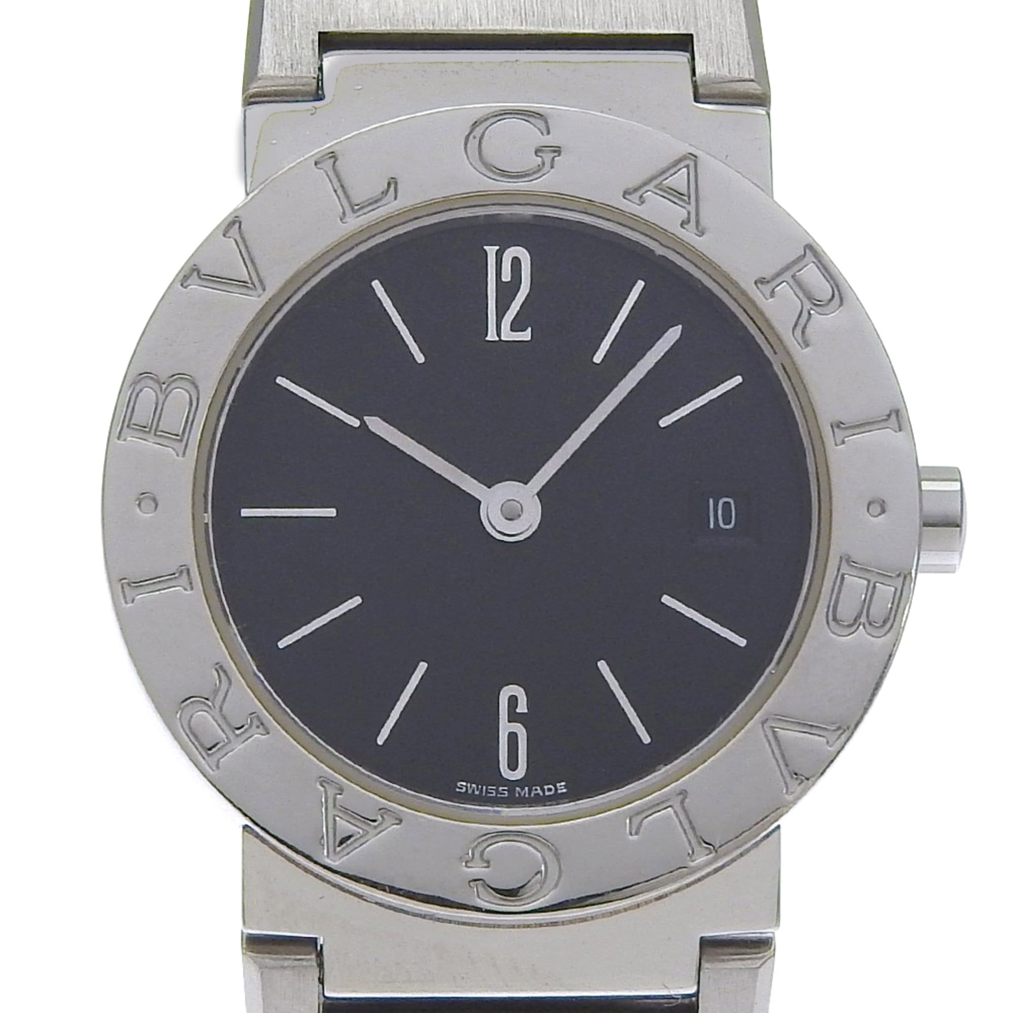 Bvlgari Watch BB26SS Stainless Steel Quartz Analog Display Black Dial Women's