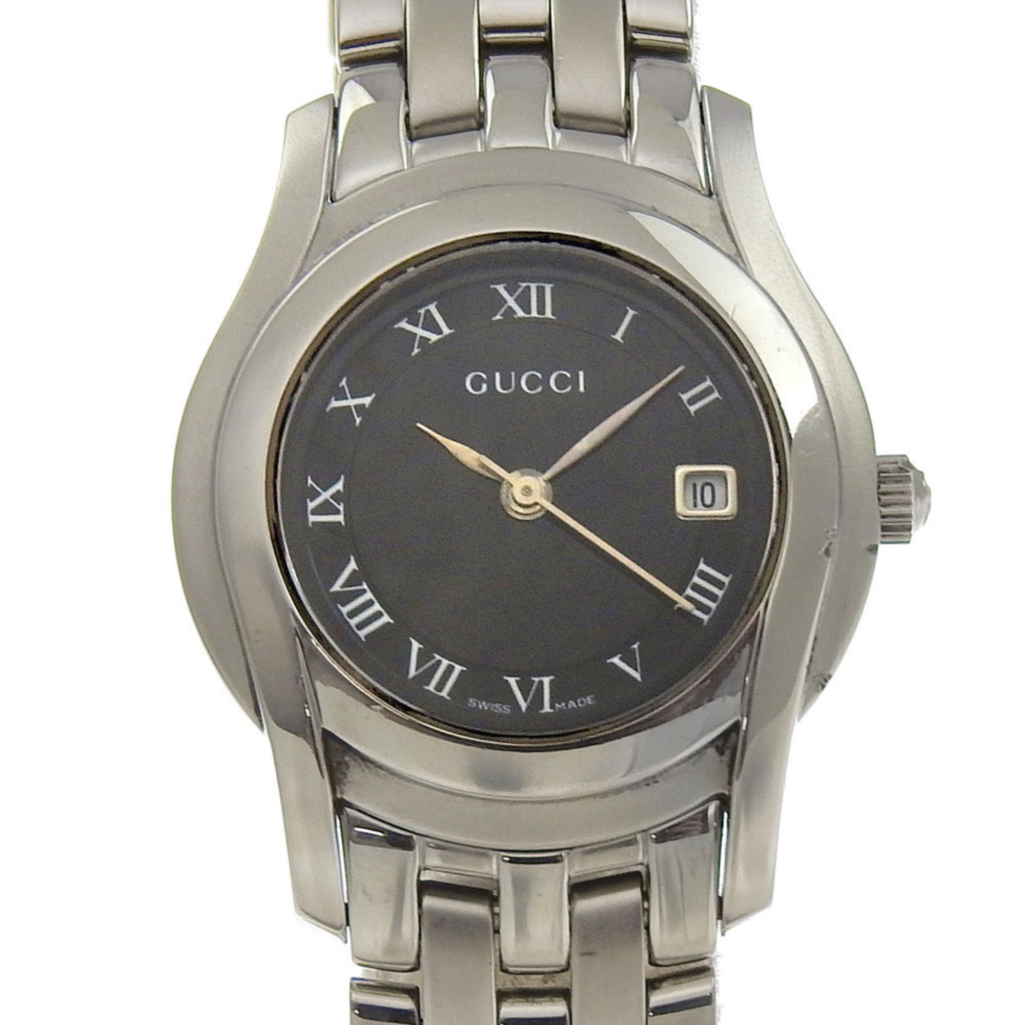 Gucci GUCCI Watch 5500L Stainless Steel Quartz Analog Display Black Dial Women's