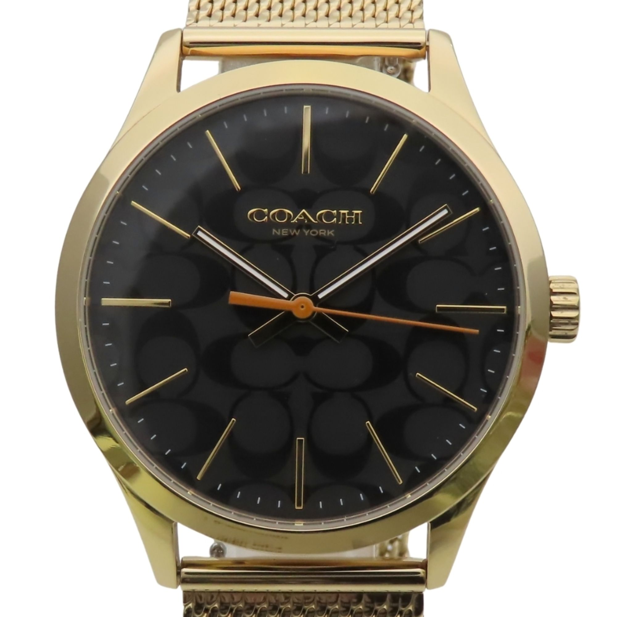 Coach Baxter 39mm CA.118.2.34.232 Signature Stainless Steel Gold Black Mesh Belt Men's Watch COACH