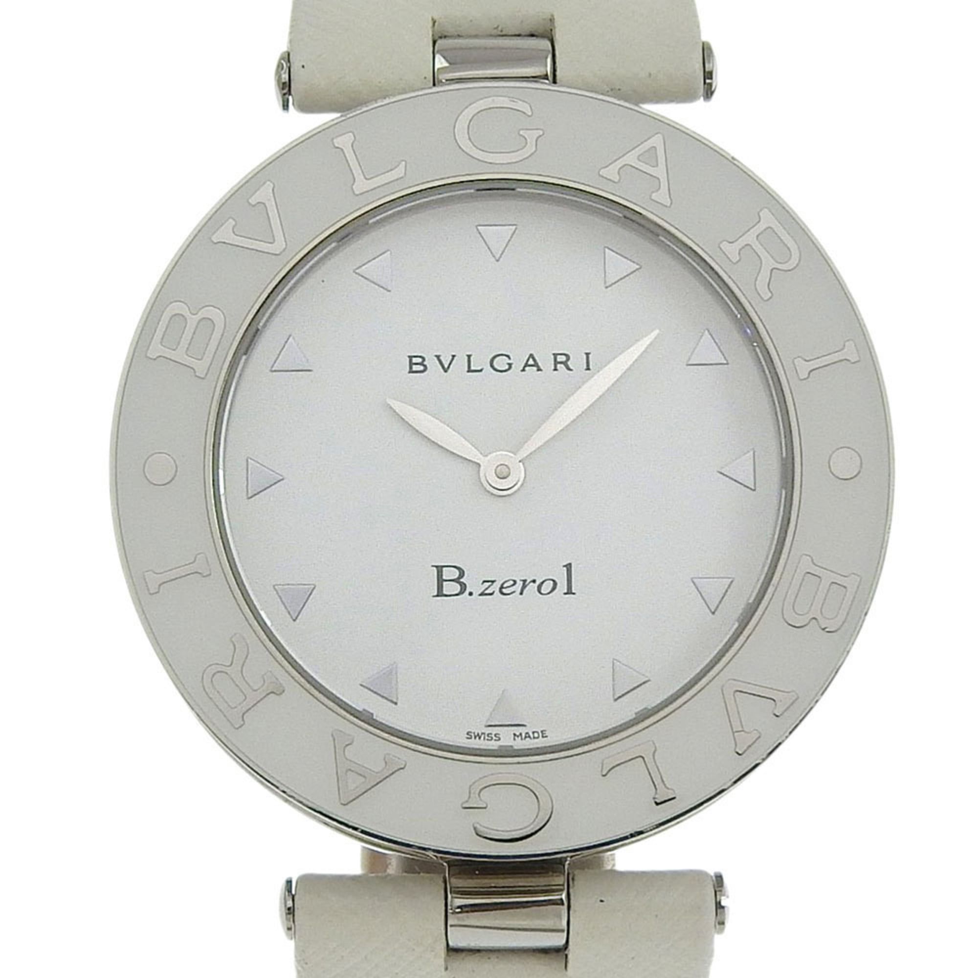 BVLGARI Bzero1 Watch, BZ35S/BZ35WLSL, Stainless Steel and Leather, Quartz Movement, Analog Display,
