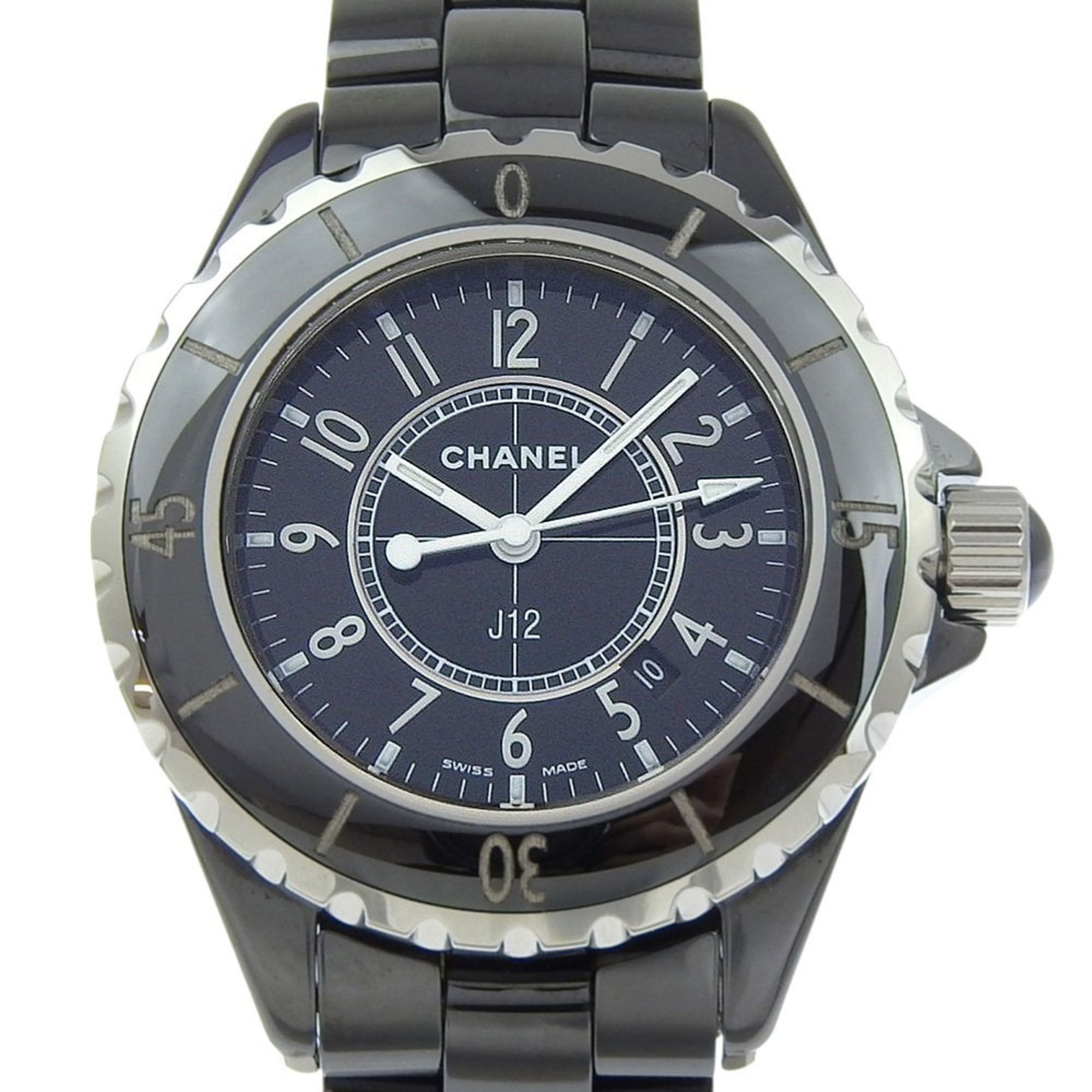 CHANEL J12 Watch H0682 Ceramic Quartz Analog Display Black Dial Women's