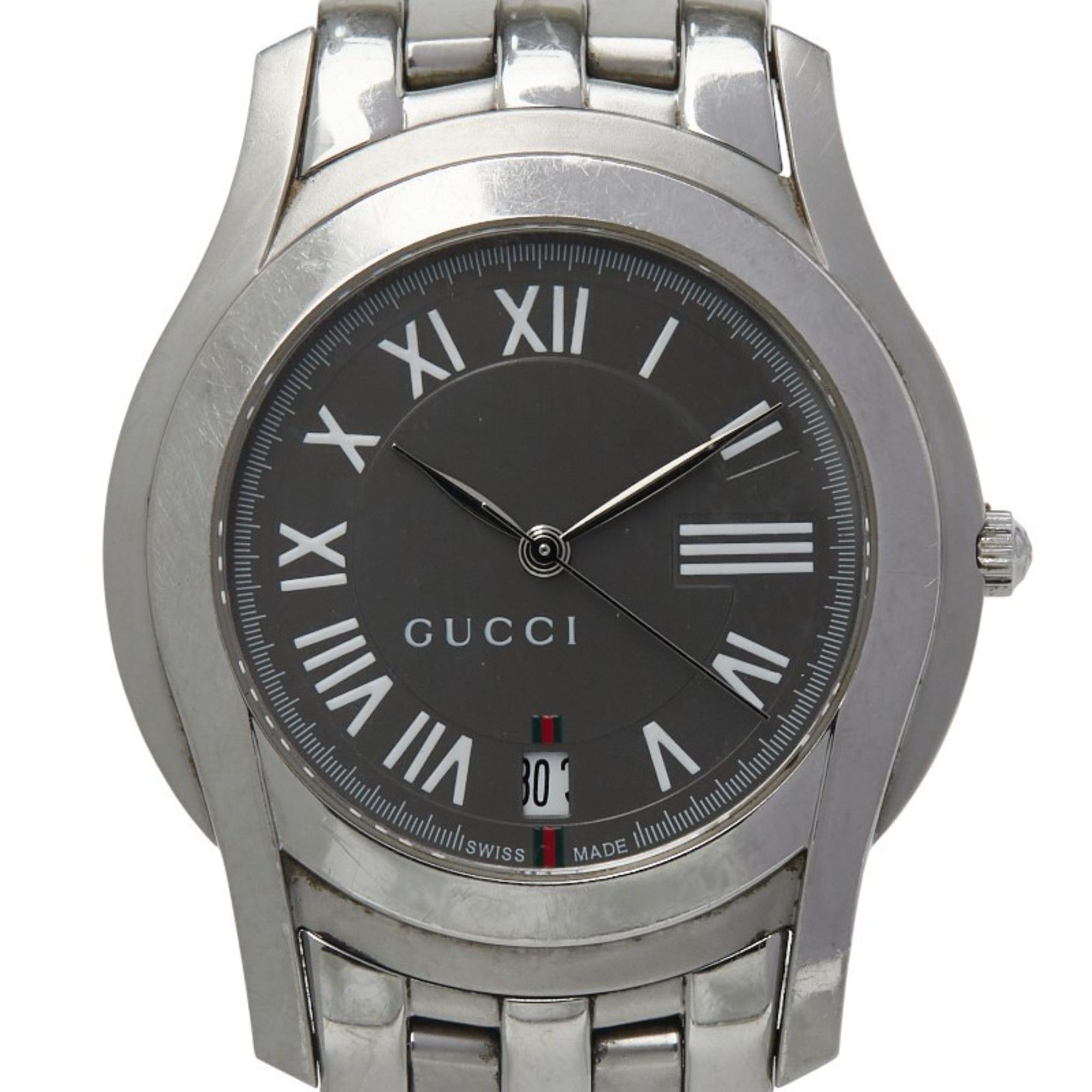 Gucci Sherry Line G-Class Watch, 5500M Quartz Movement, Gray Dial, Stainless Steel, Men's, GUCCI