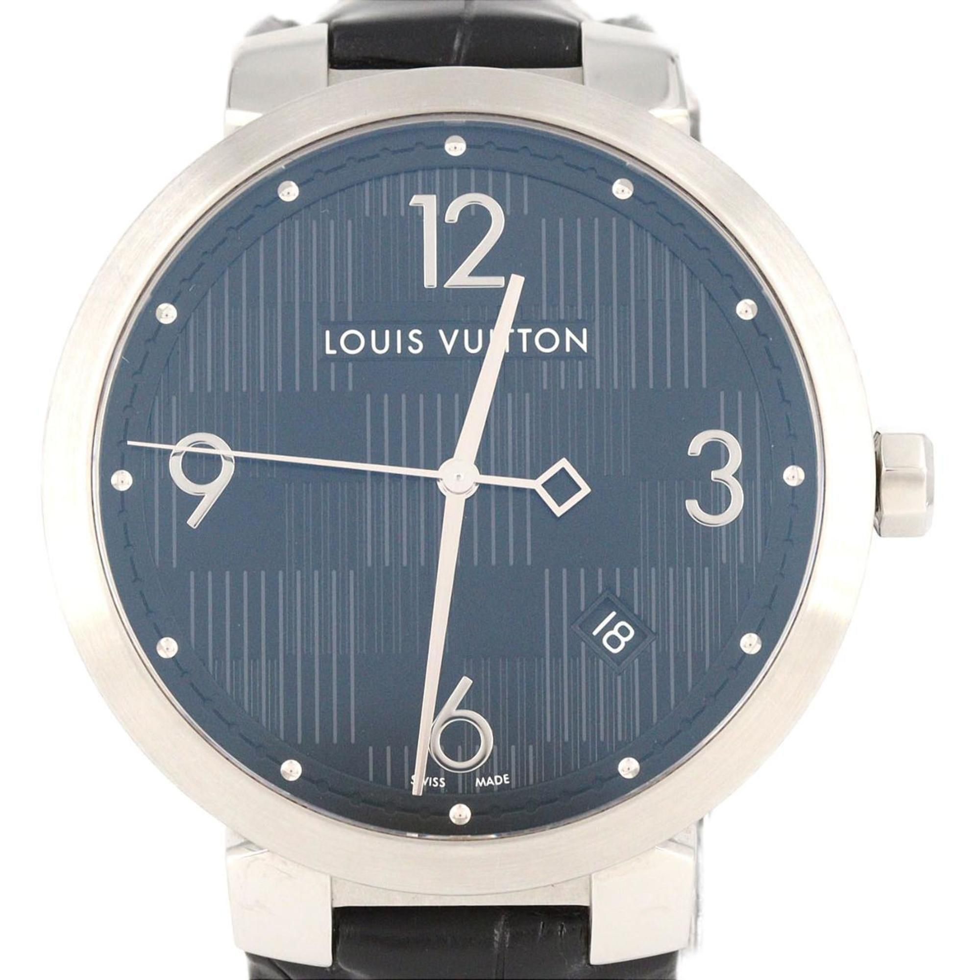 Louis Vuitton Tambour Damier Black Q1D00 SS Quartz Watch