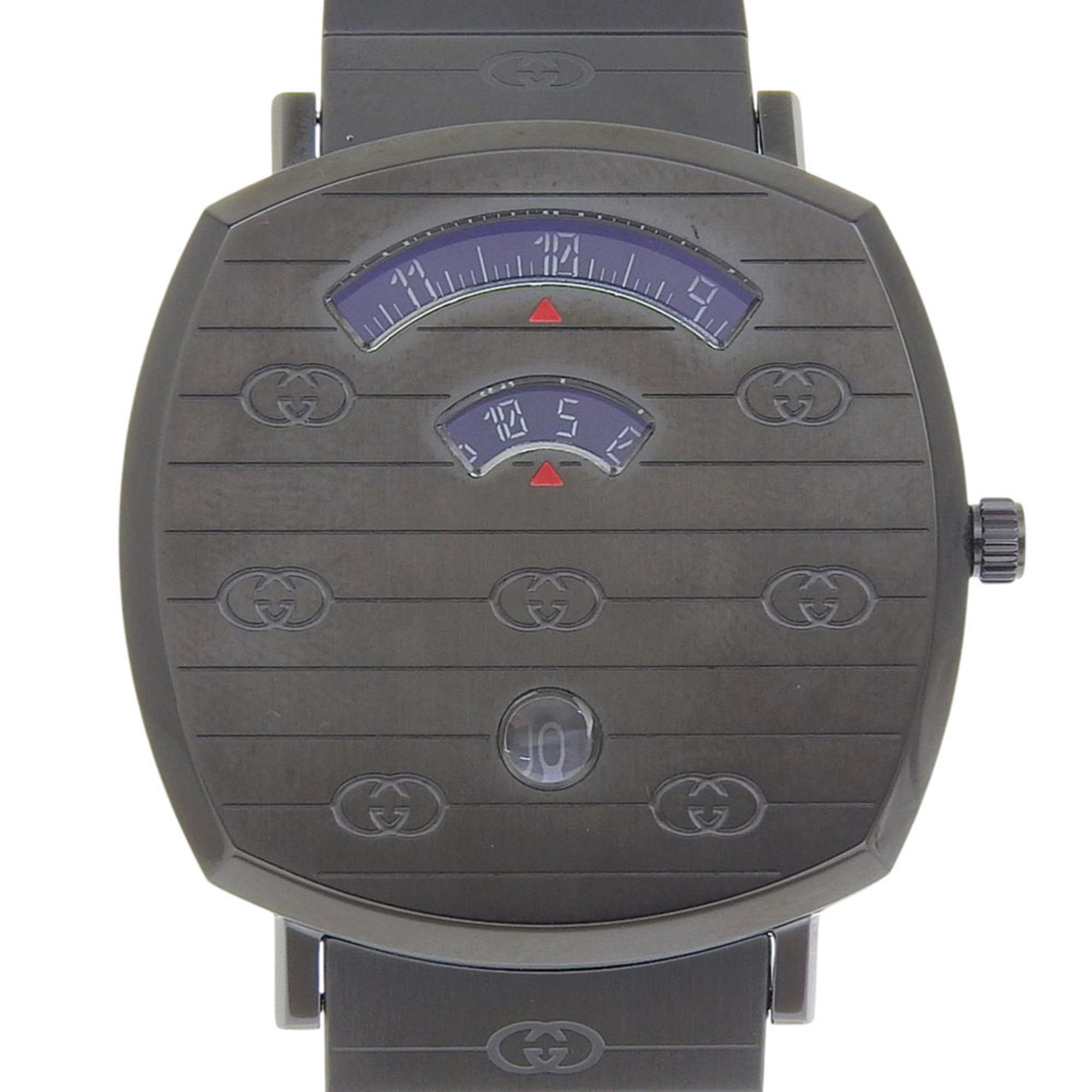 Gucci Grip Watch, 157.3 Stainless Steel, Black Quartz Movement, Analog Display, Dial, Men's