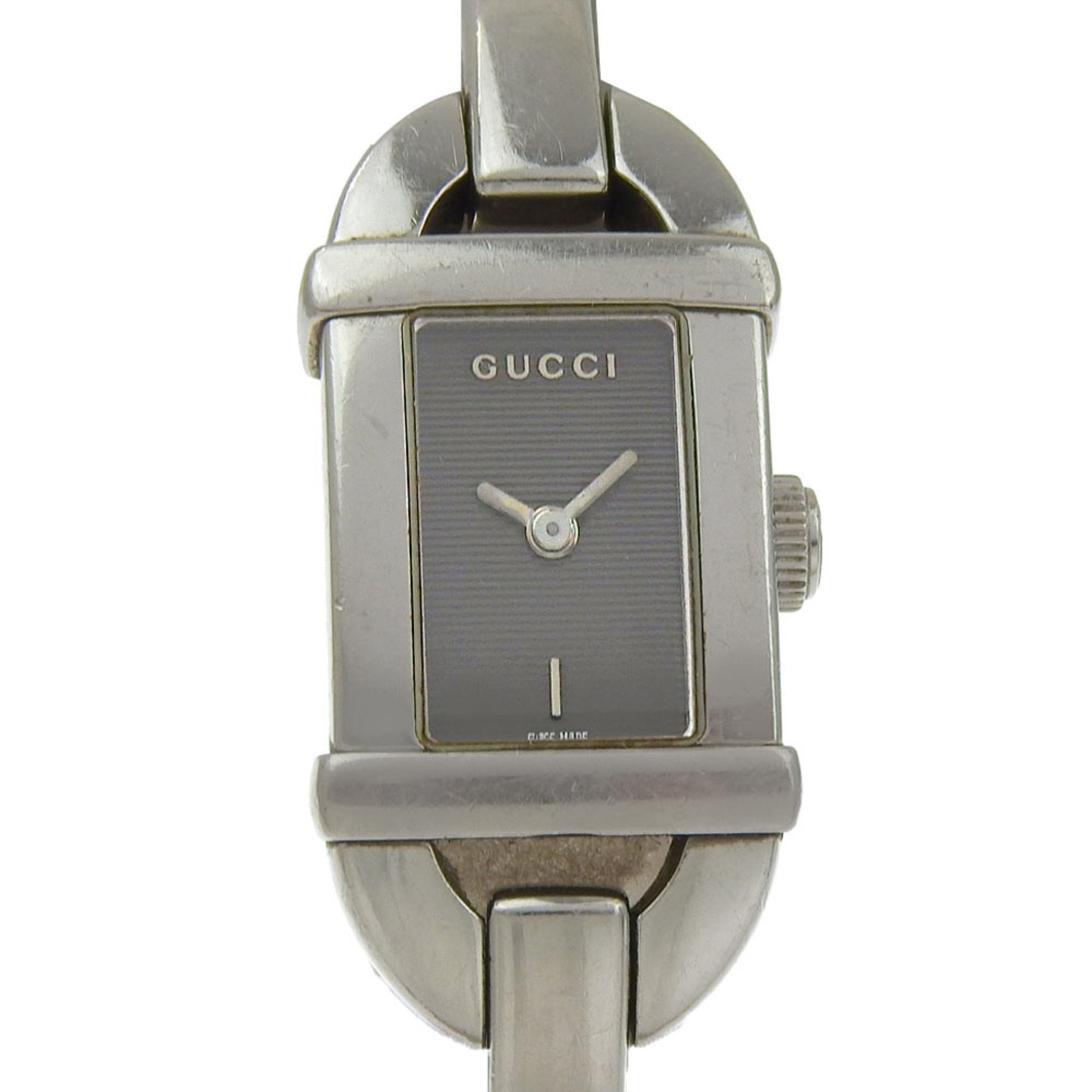 Gucci 6800L Stainless Steel Quartz Analog Watch, Black Dial, Women's