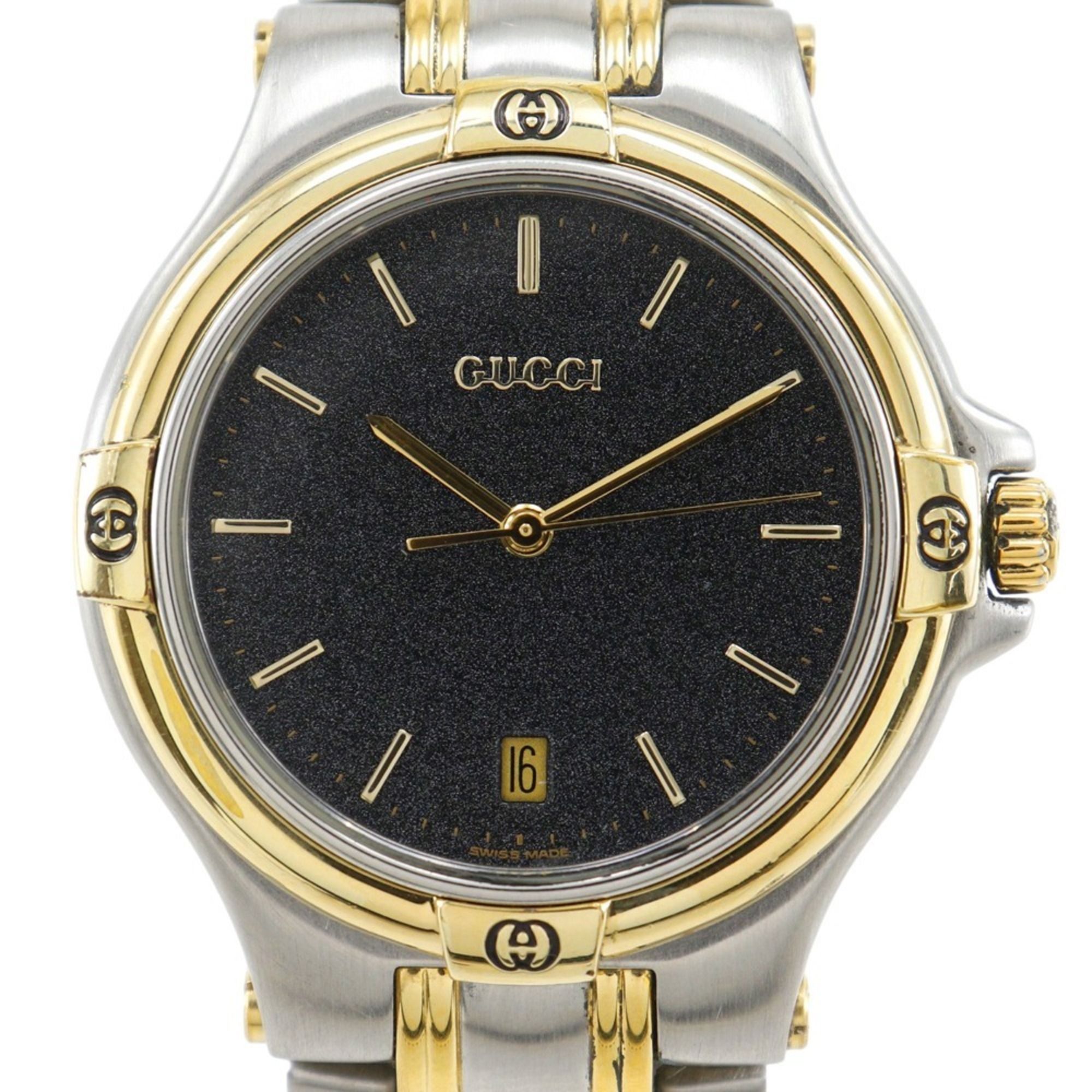 Gucci GUCCI Watch 9040M Stainless Steel Quartz Analog Black Dial Men's