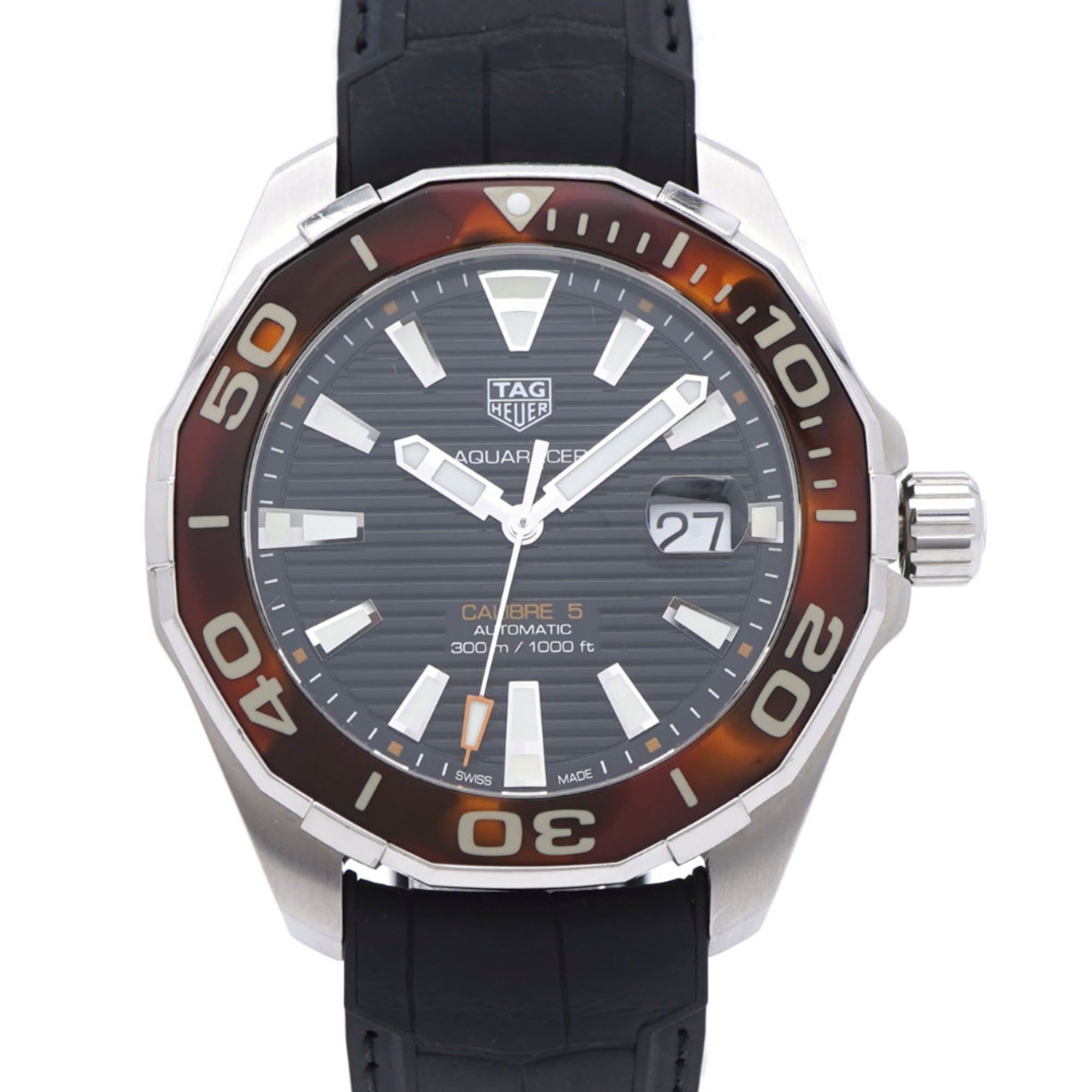 TAG Heuer Aquaracer WAY201N Automatic Watch, Stainless Steel/Rubber, Black Dial, 0223