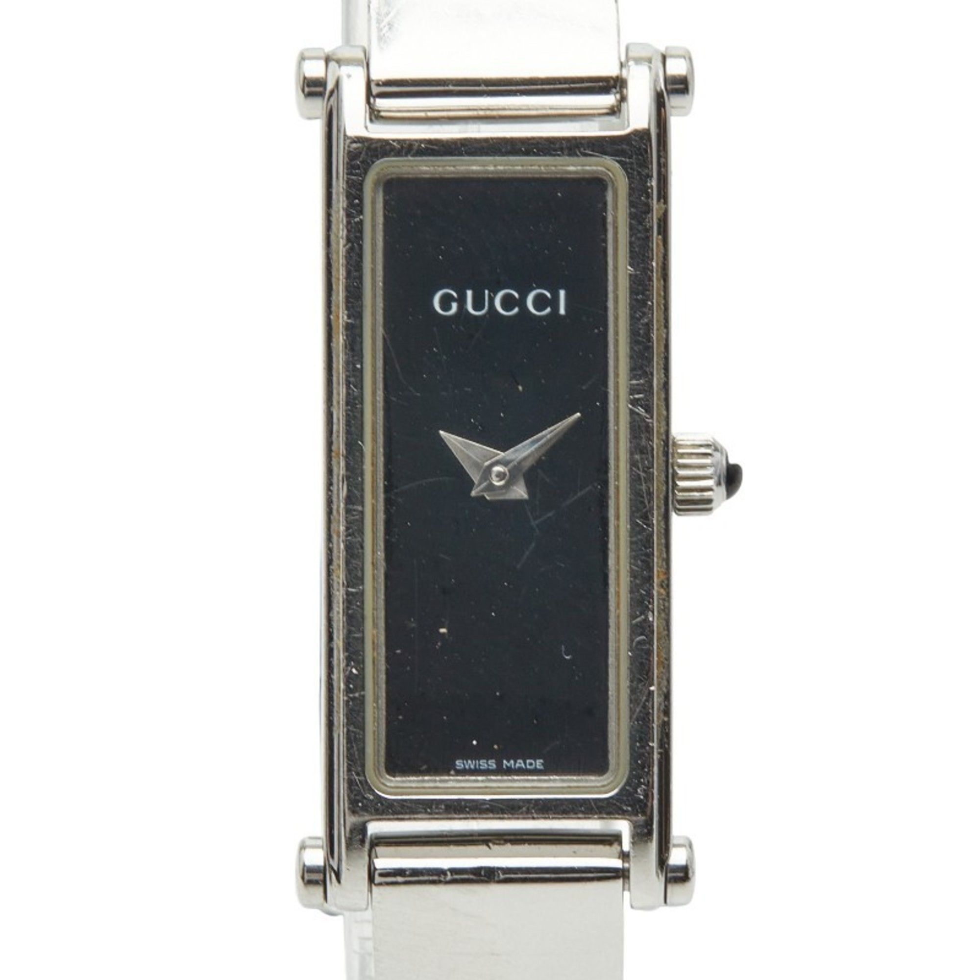Gucci 1500L Quartz Watch with Black Dial and Stainless Steel, Women's